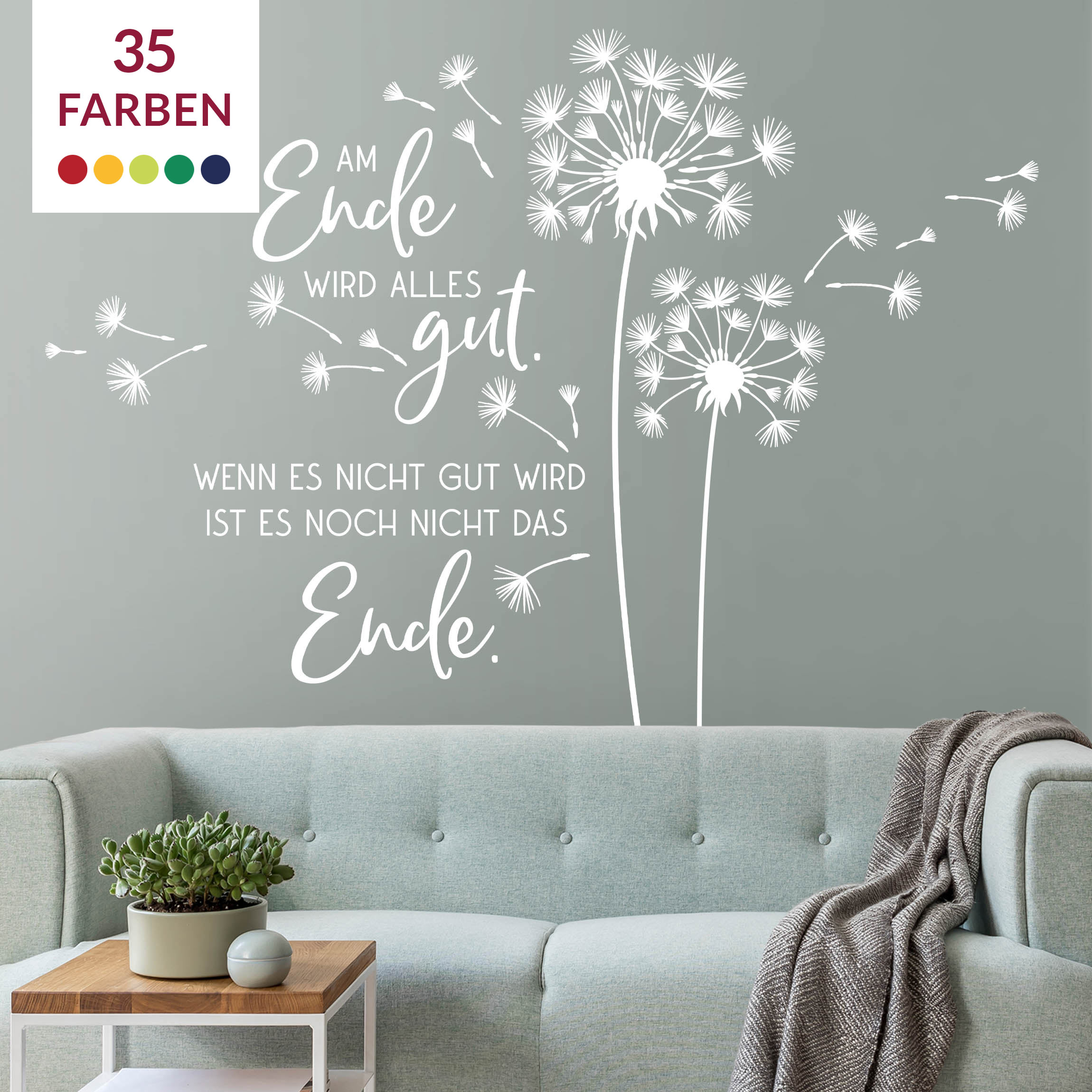 Wandtattoo einfarbig Pusteblume - Am Ende wird alles gut