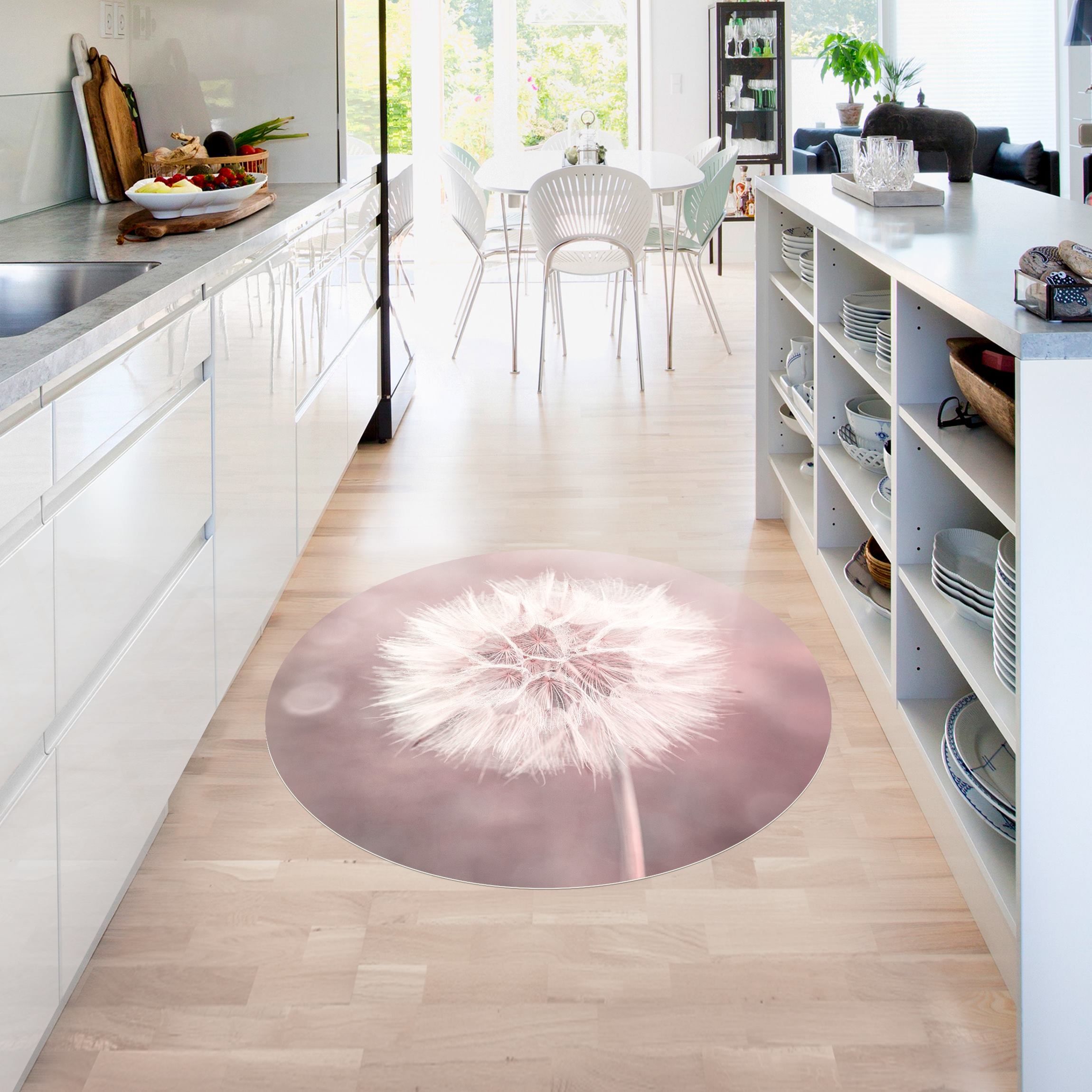 Runder Vinyl-Teppich Pusteblume Bokeh rosa
