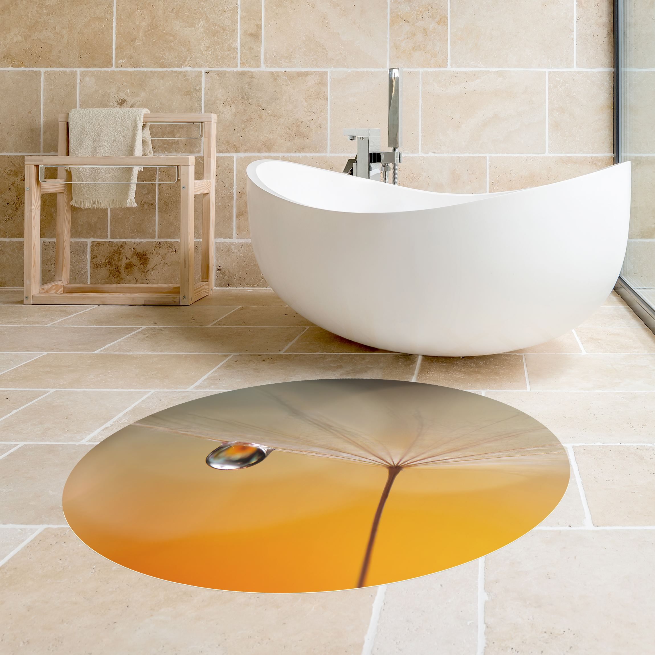 Runder Vinyl-Teppich Pusteblume in Orange