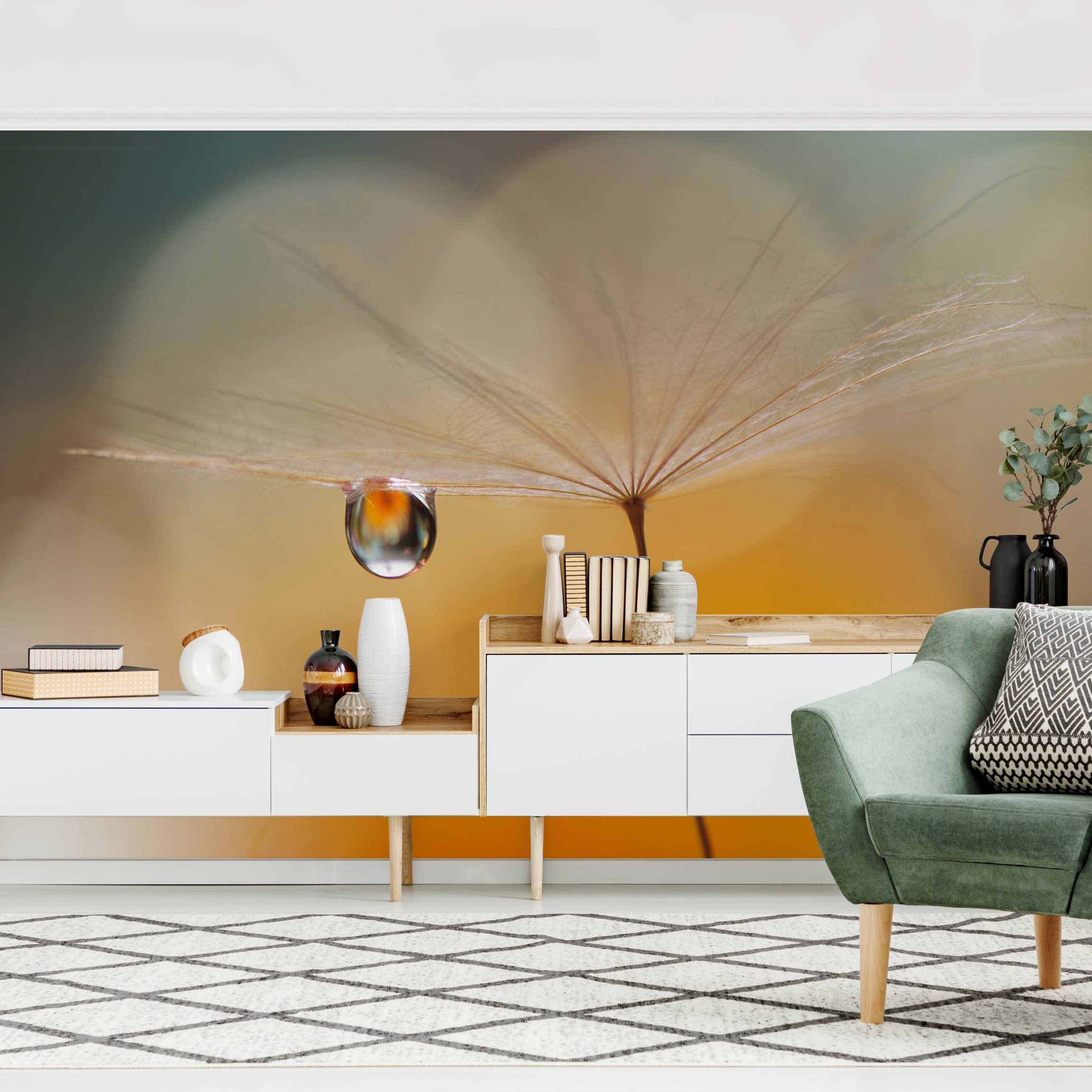 Fototapete Blumen Pusteblume in Orange