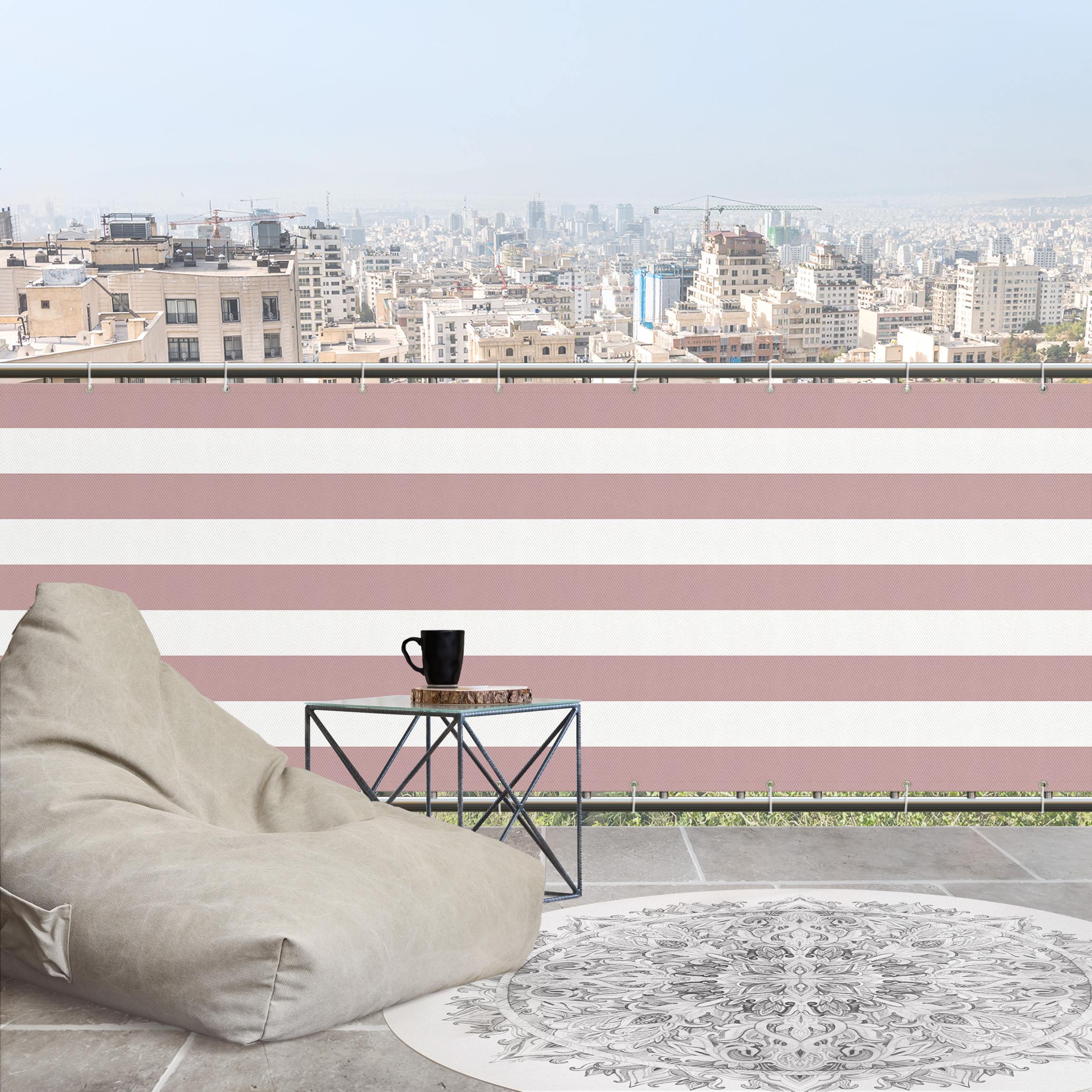 Balkon Sichtschutz Querstreifen in Altrosa