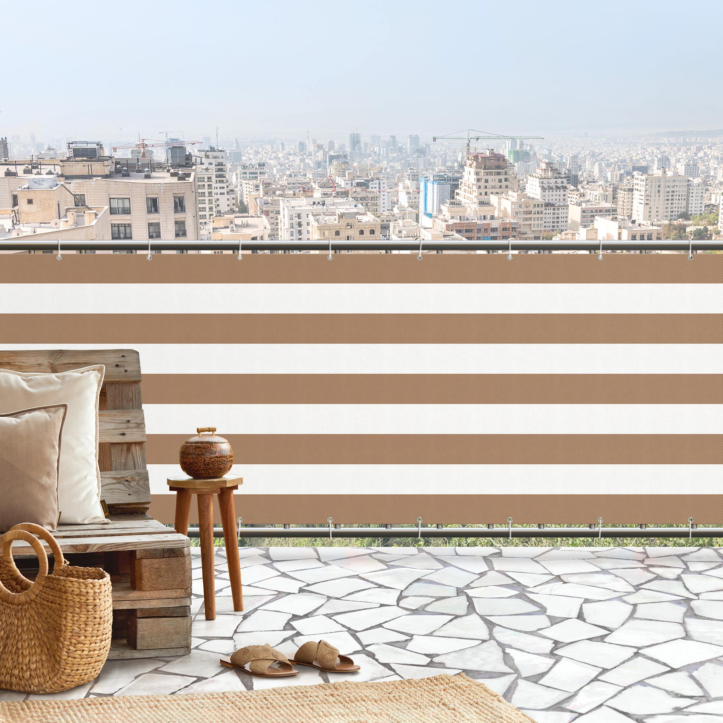 Balkon Sichtschutz Querstreifen in Beige