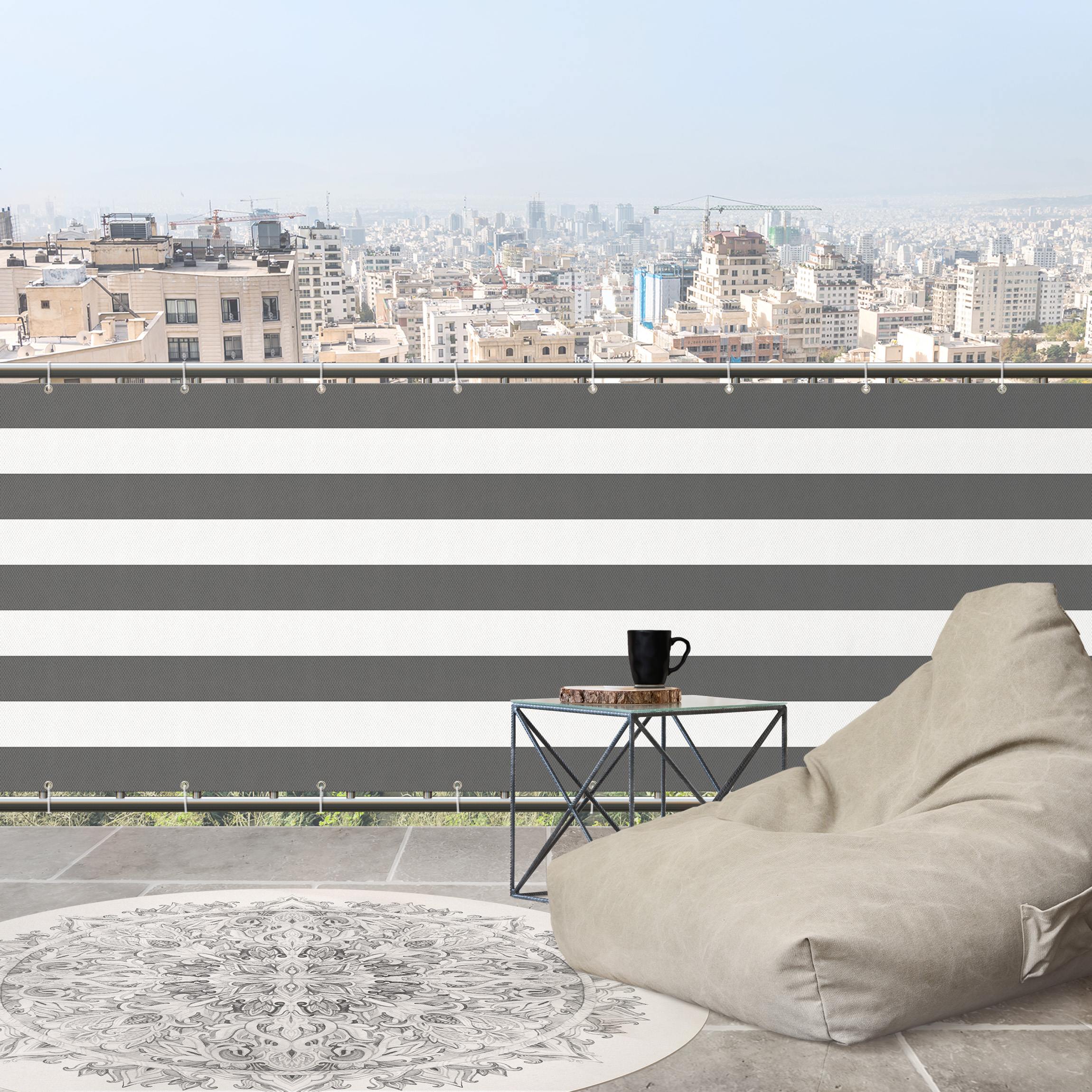 Balkon Sichtschutz Querstreifen in Dunkelgrau