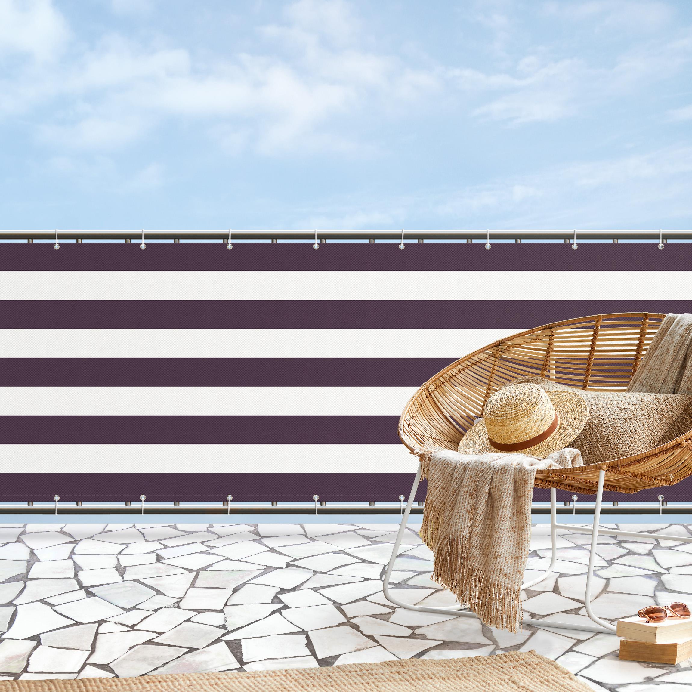 Balkon Sichtschutz Querstreifen in Dunklem Violett