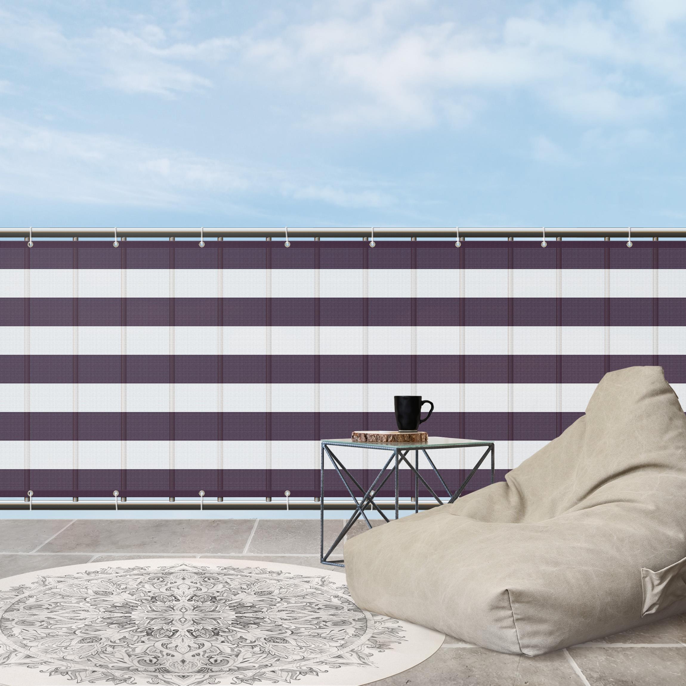 Balkon Sichtschutz Querstreifen in Dunklem Violett