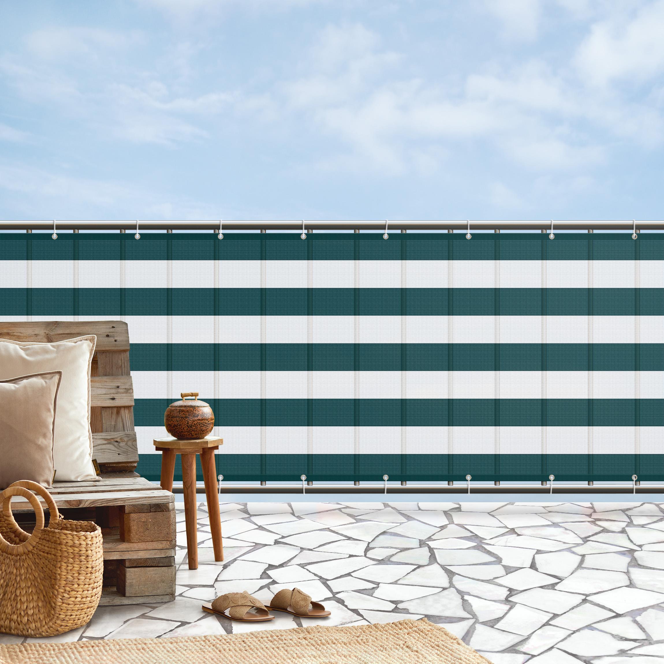 Balkon Sichtschutz Querstreifen in Dunkler Jade