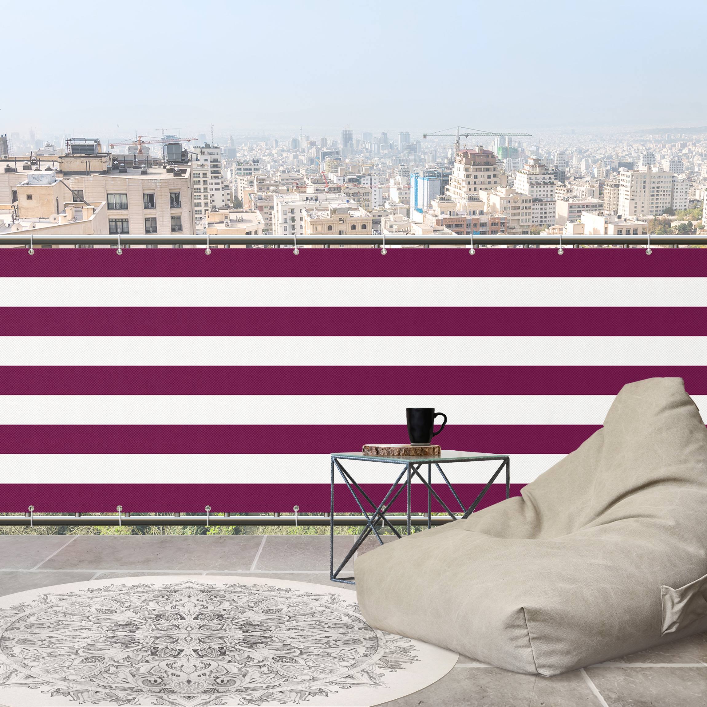 Balkon Sichtschutz Querstreifen in Fuchsia