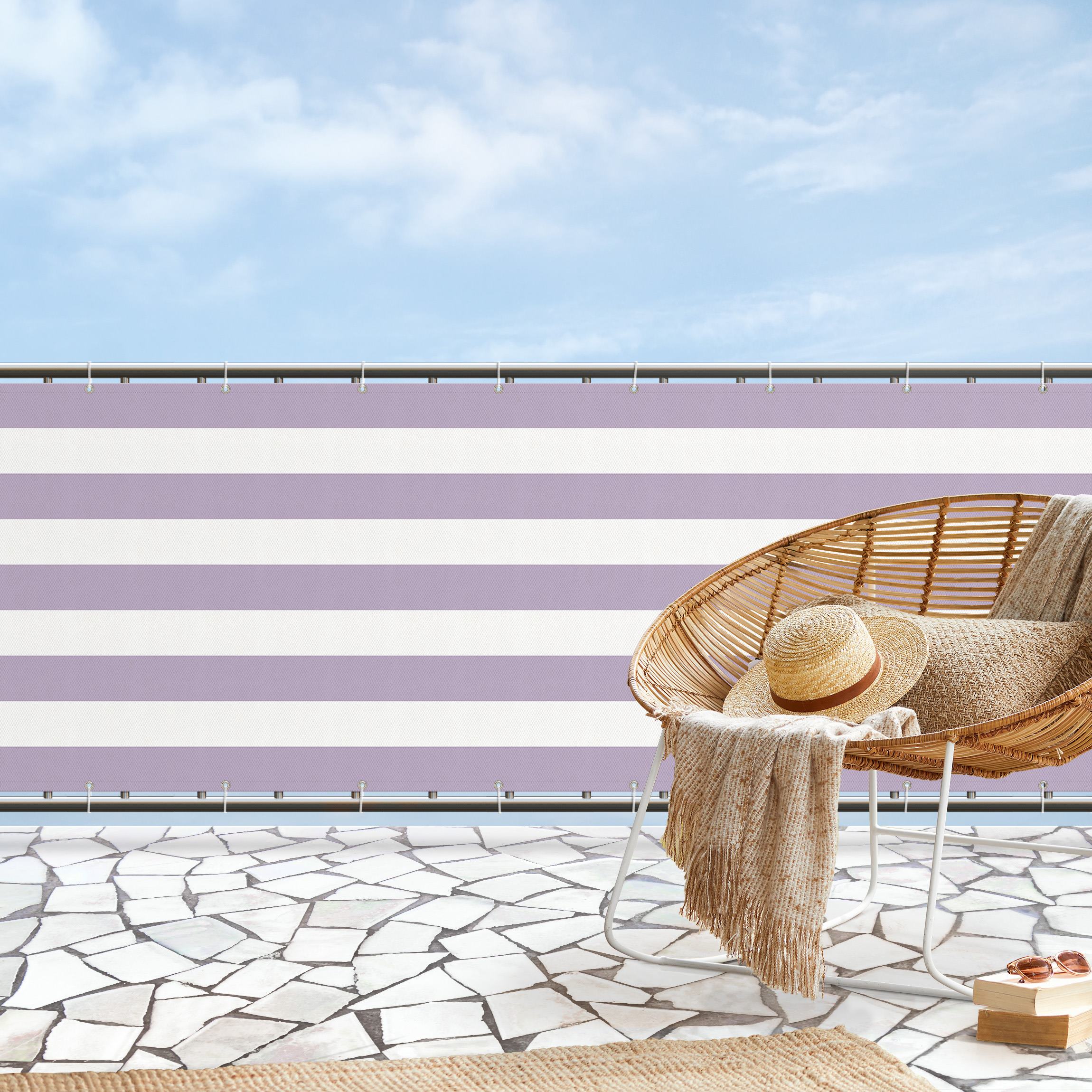 Balkon Sichtschutz Querstreifen in Lavendel