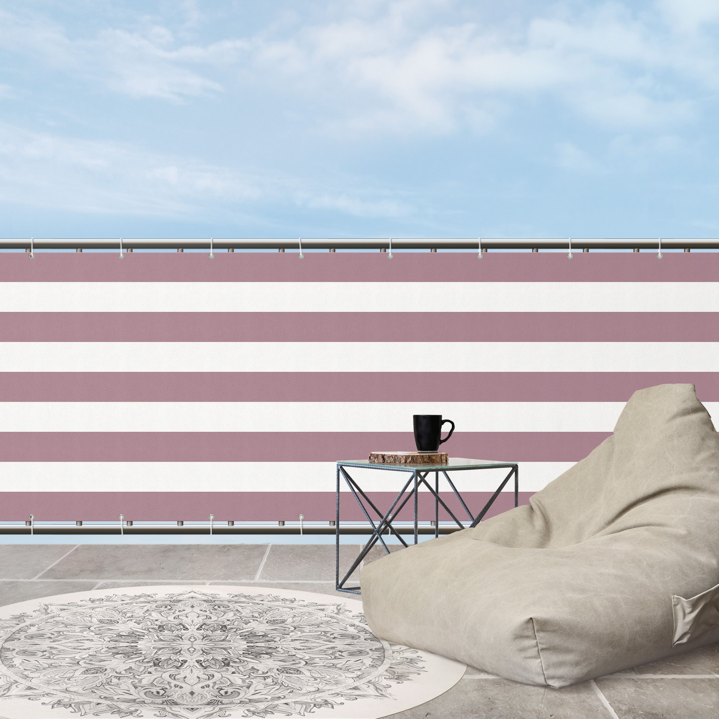 Balkon Sichtschutz Querstreifen in Malve