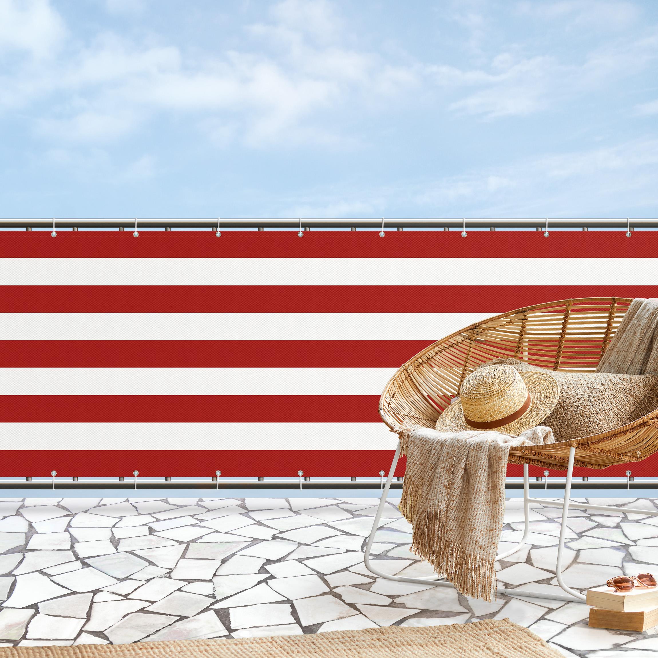 Balkon Sichtschutz Querstreifen in Rot