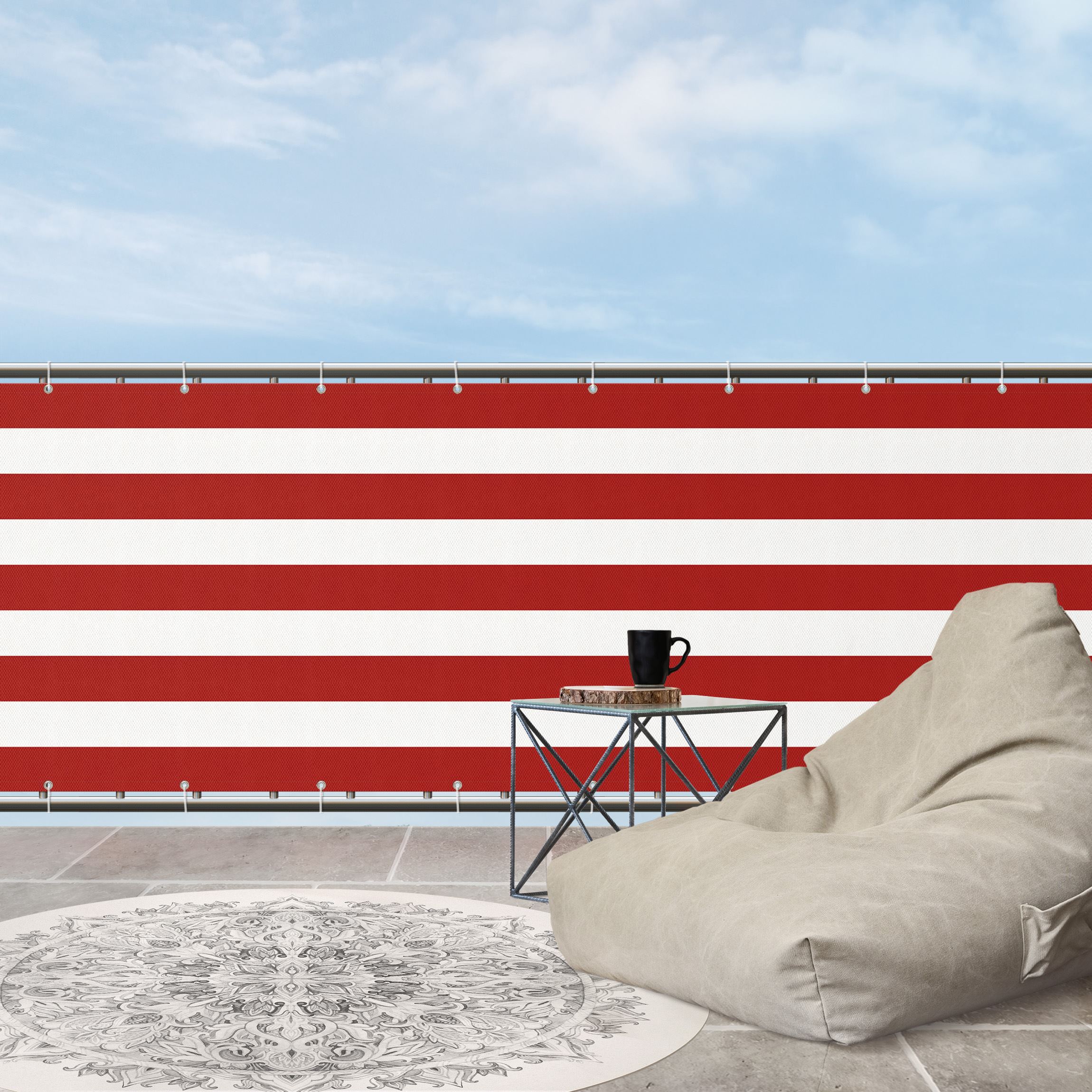 Balkon Sichtschutz Querstreifen in Rot