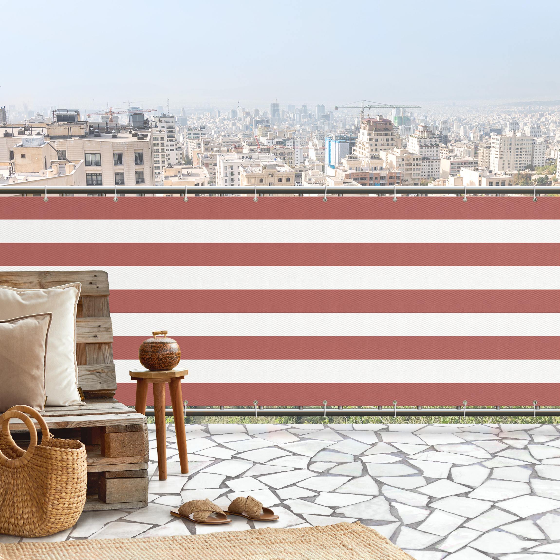 Balkon Sichtschutz Querstreifen in Vintage Rot