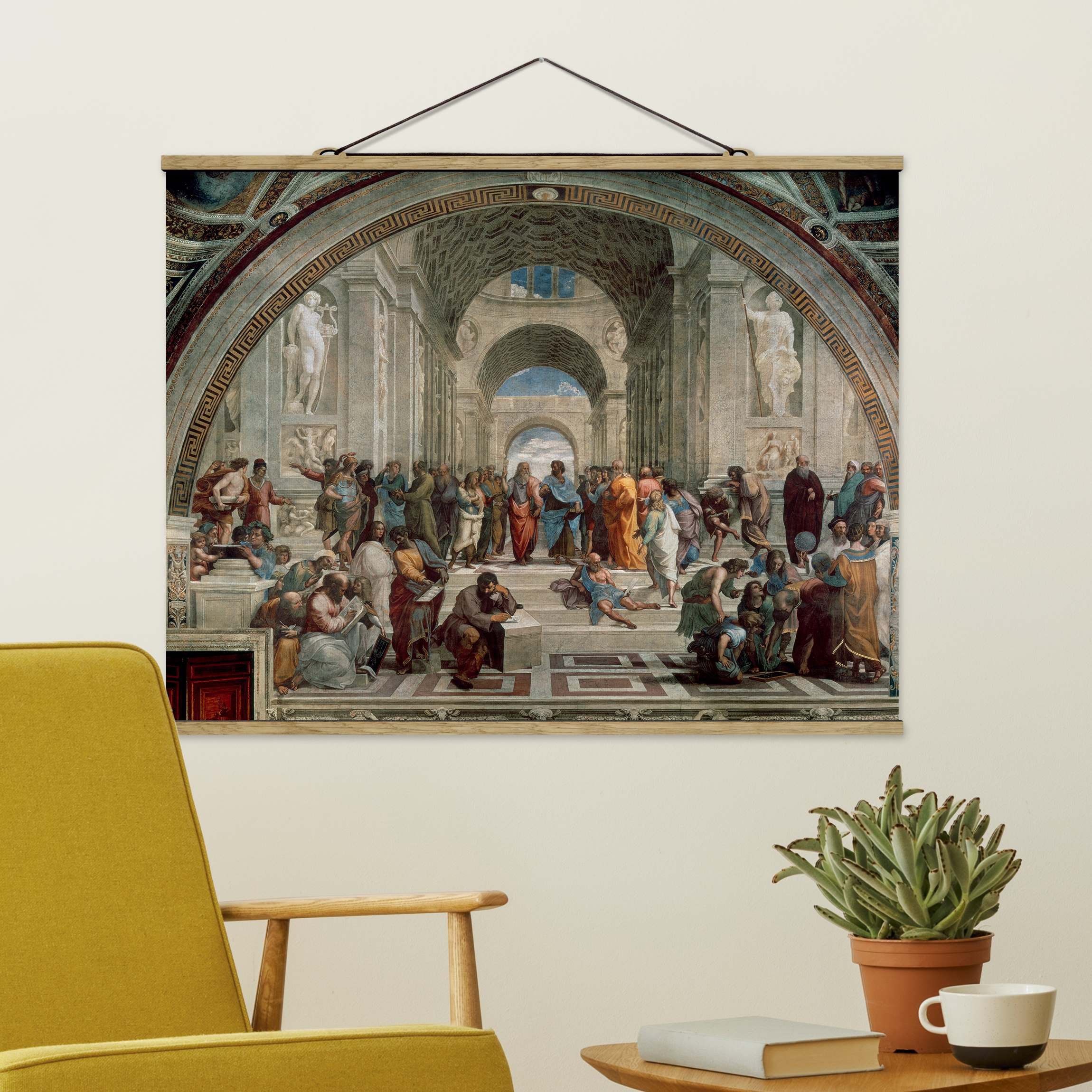 Stoffbild mit Posterleisten Raffael - Die Schule von Athen
