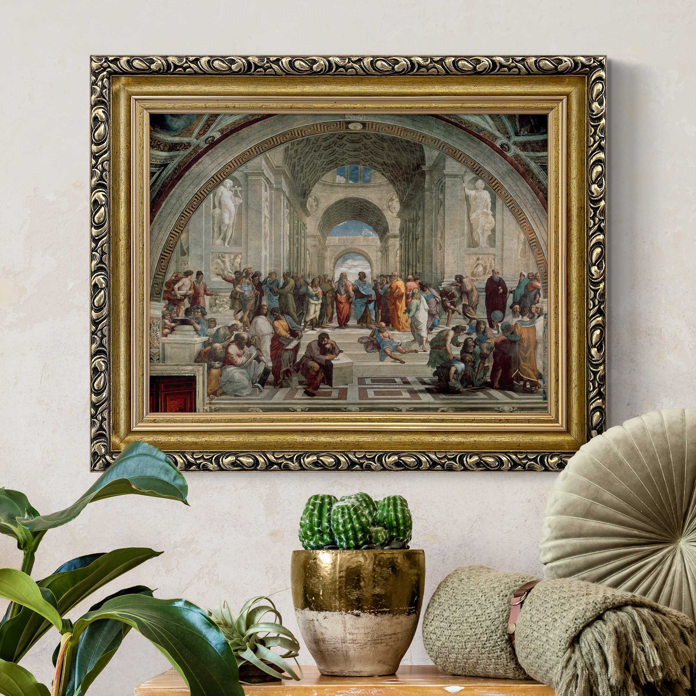 Leinwandbild mit Barockrahmen Raffael - Die Schule von Athen