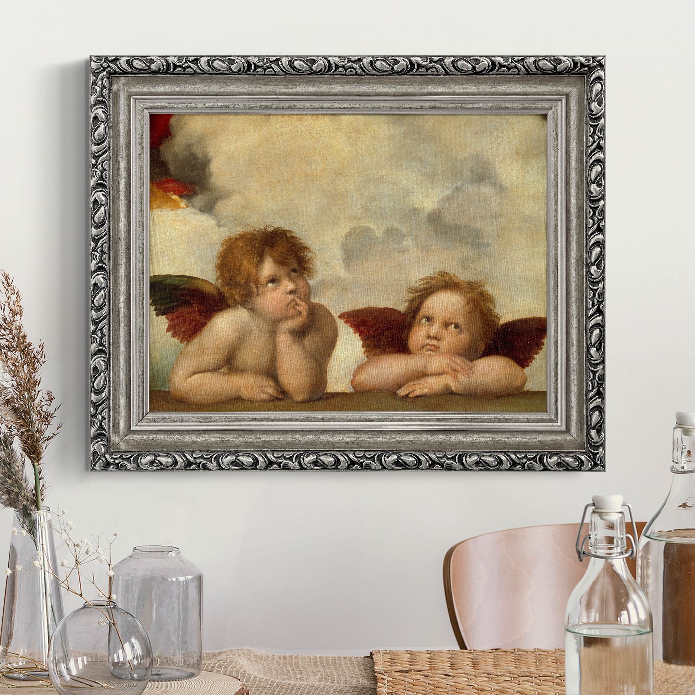 Leinwandbild mit Barockrahmen Raffael - Zwei Engel