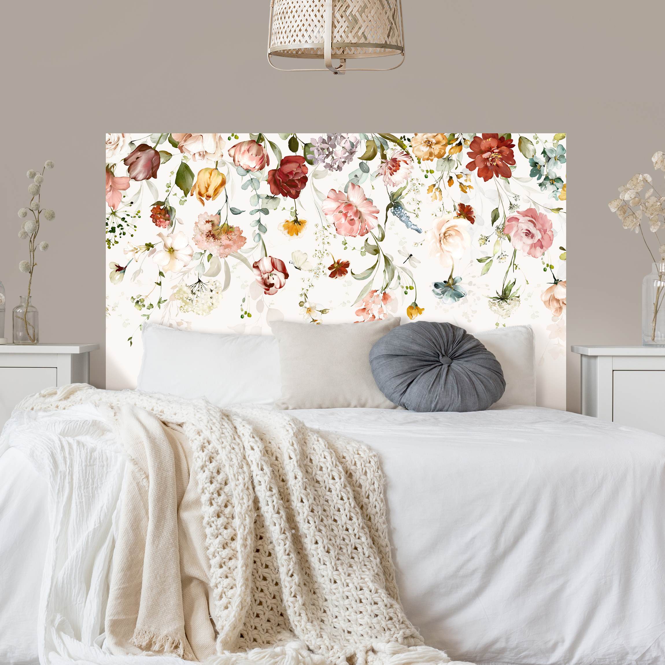 Kopfteil Bett Rankende Blumen Aquarell