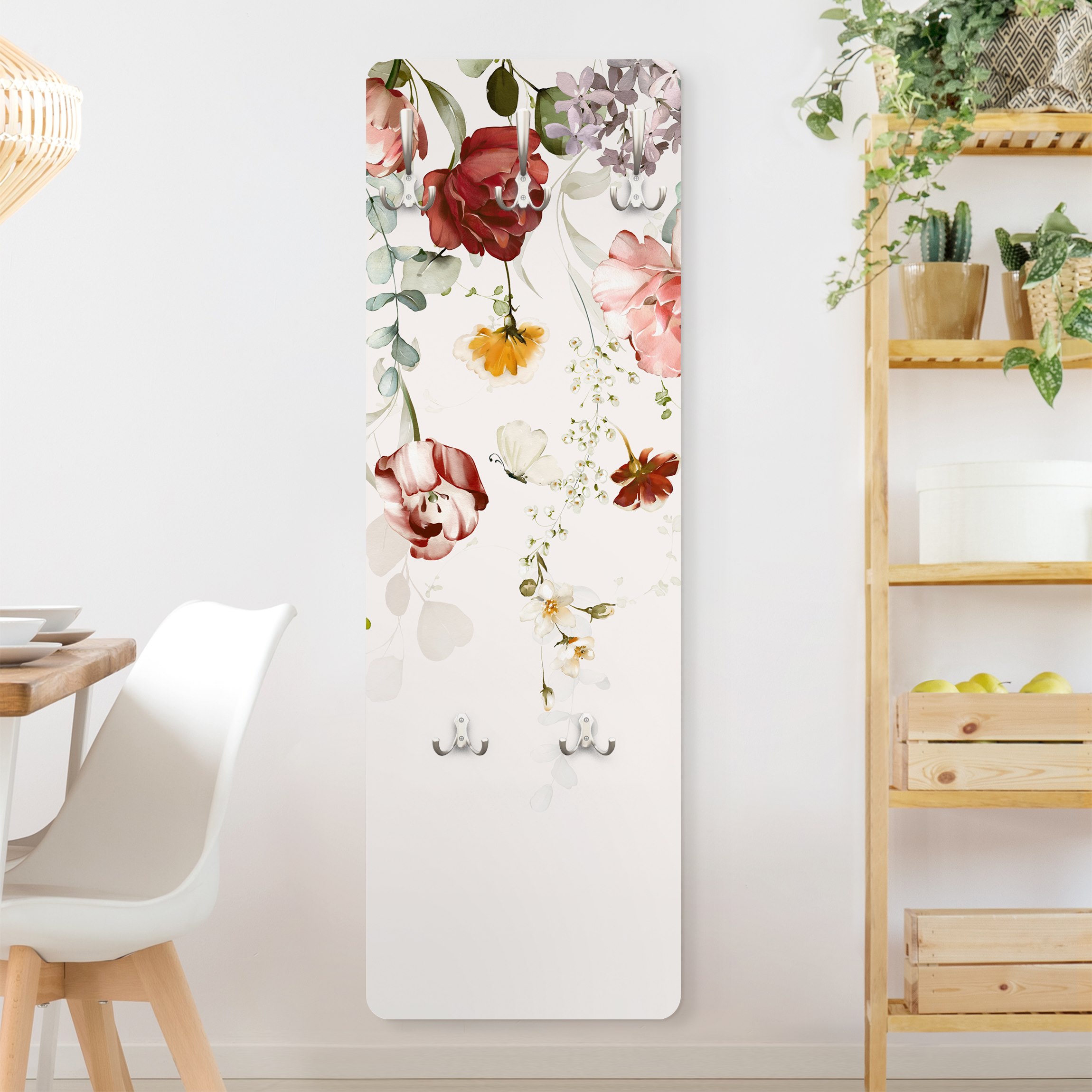 Wandgarderobe Rankende Blumen Aquarell