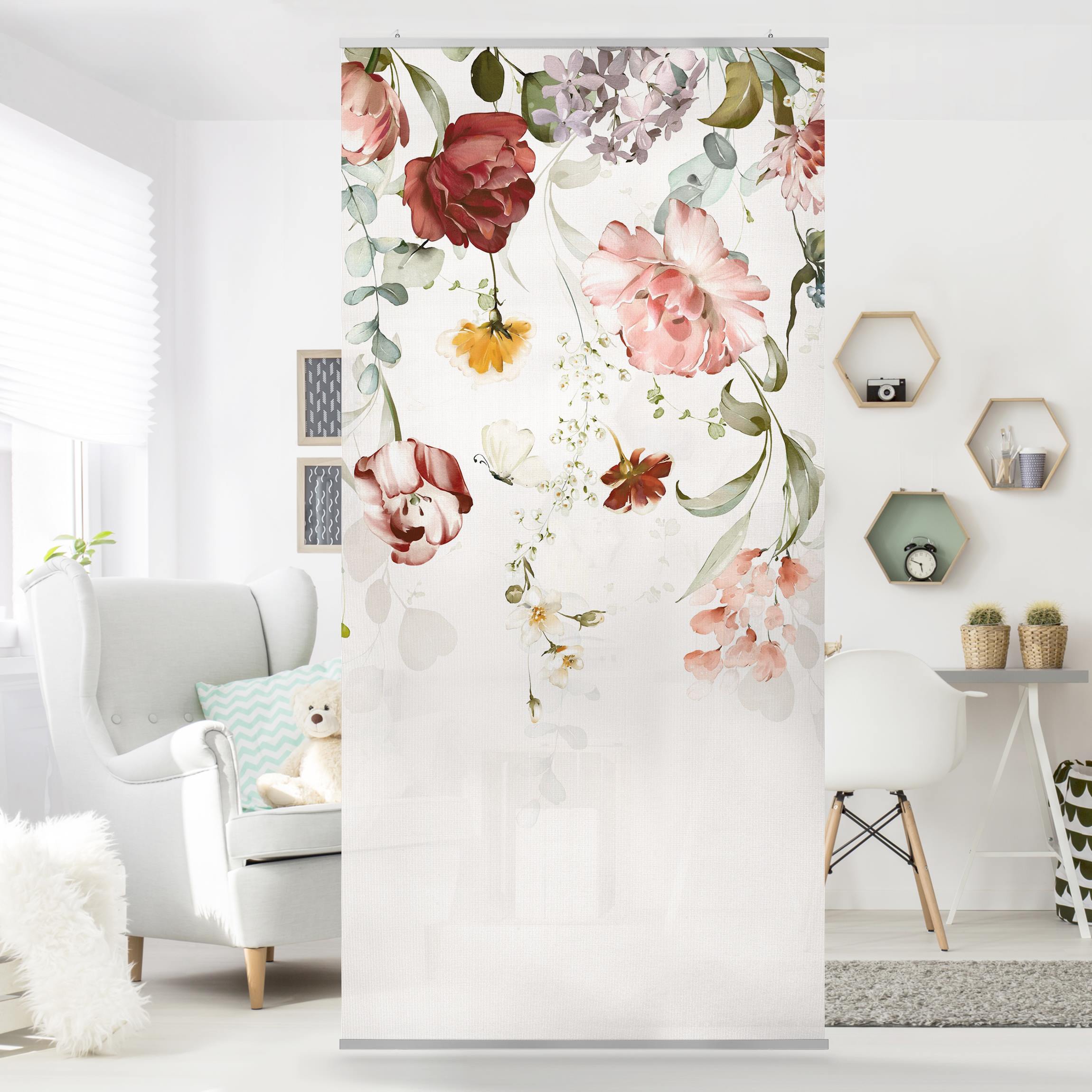 Raumteiler Rankende Blumen Aquarell