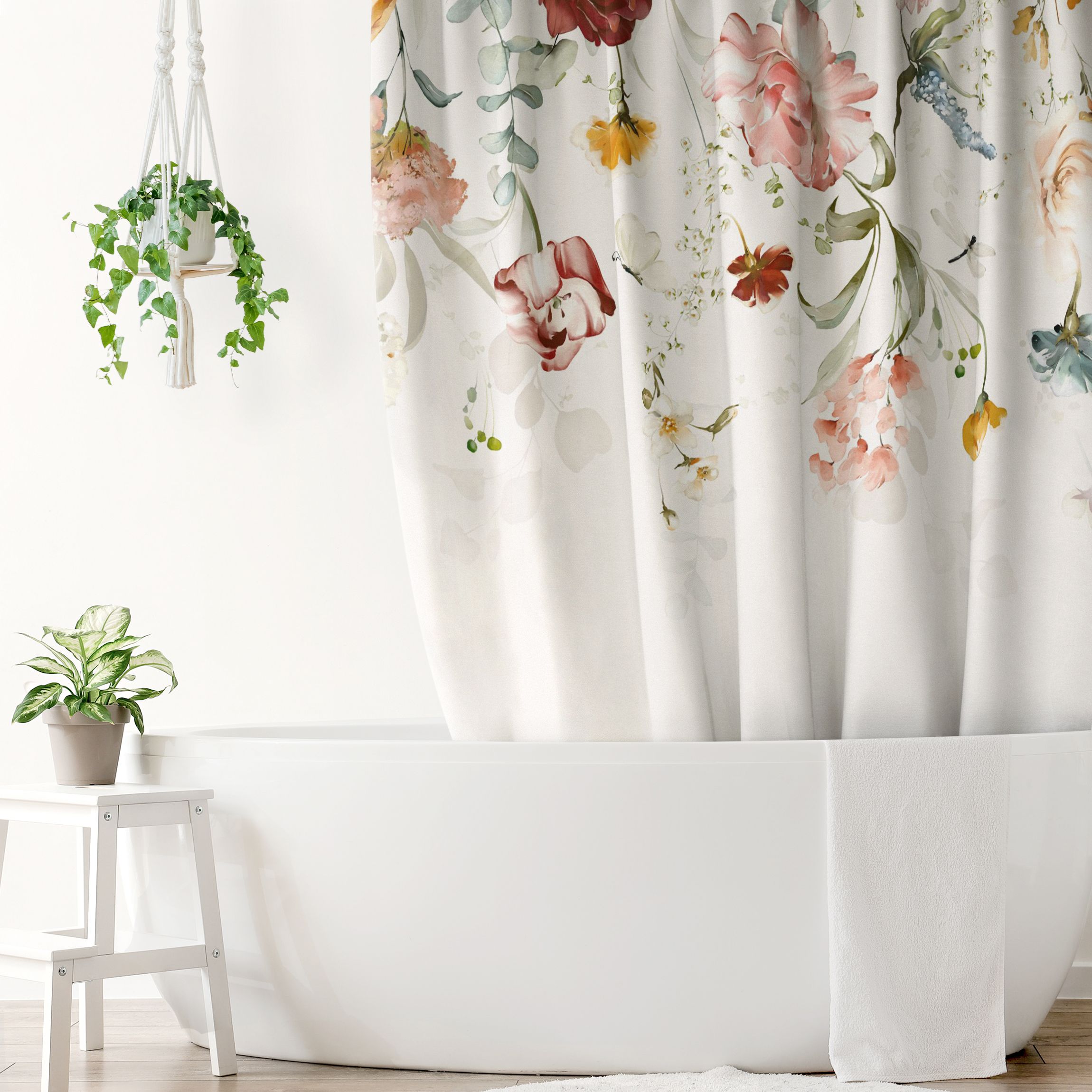 Duschvorhang Rankende Blumen Aquarell