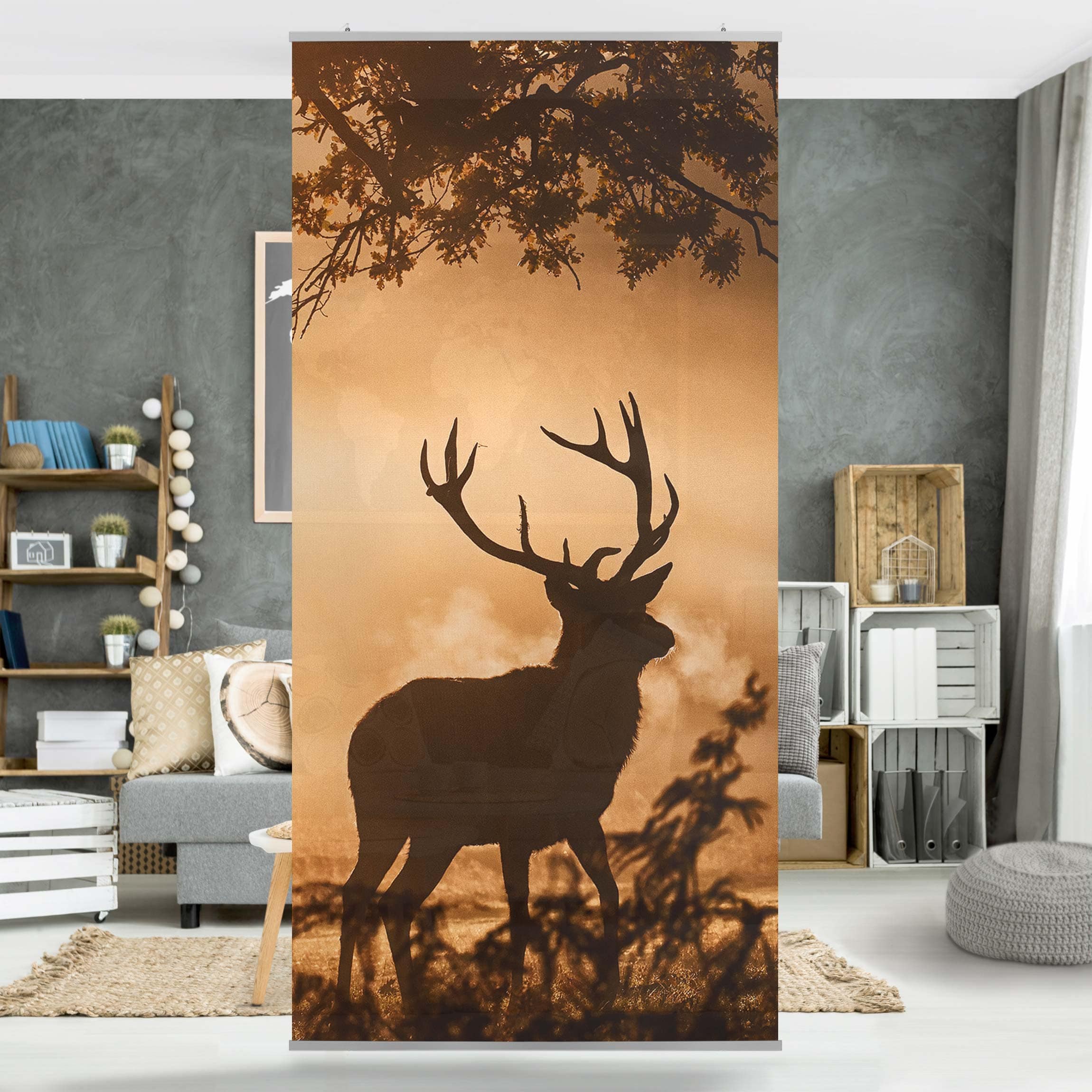 Raumteiler Hirsch im Winterwald