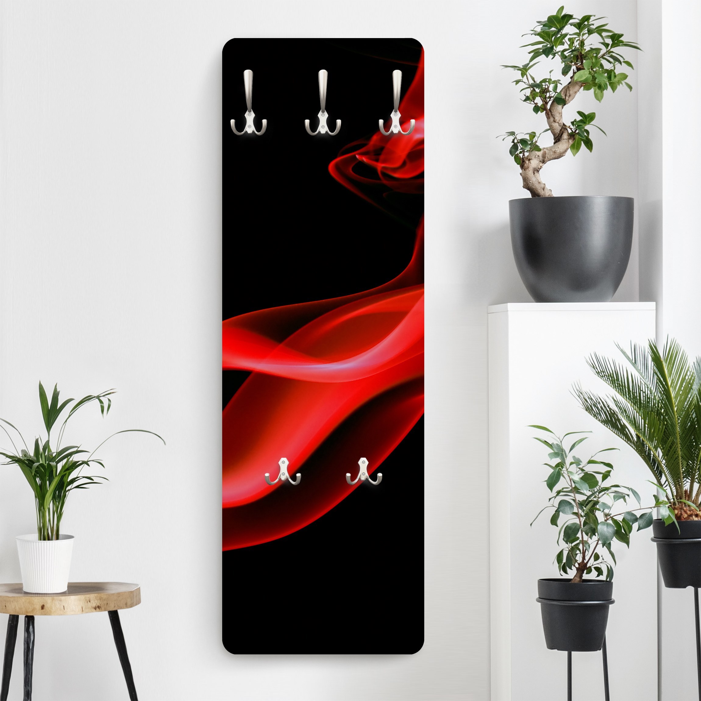 Wandgarderobe Holzpaneel Red Hot