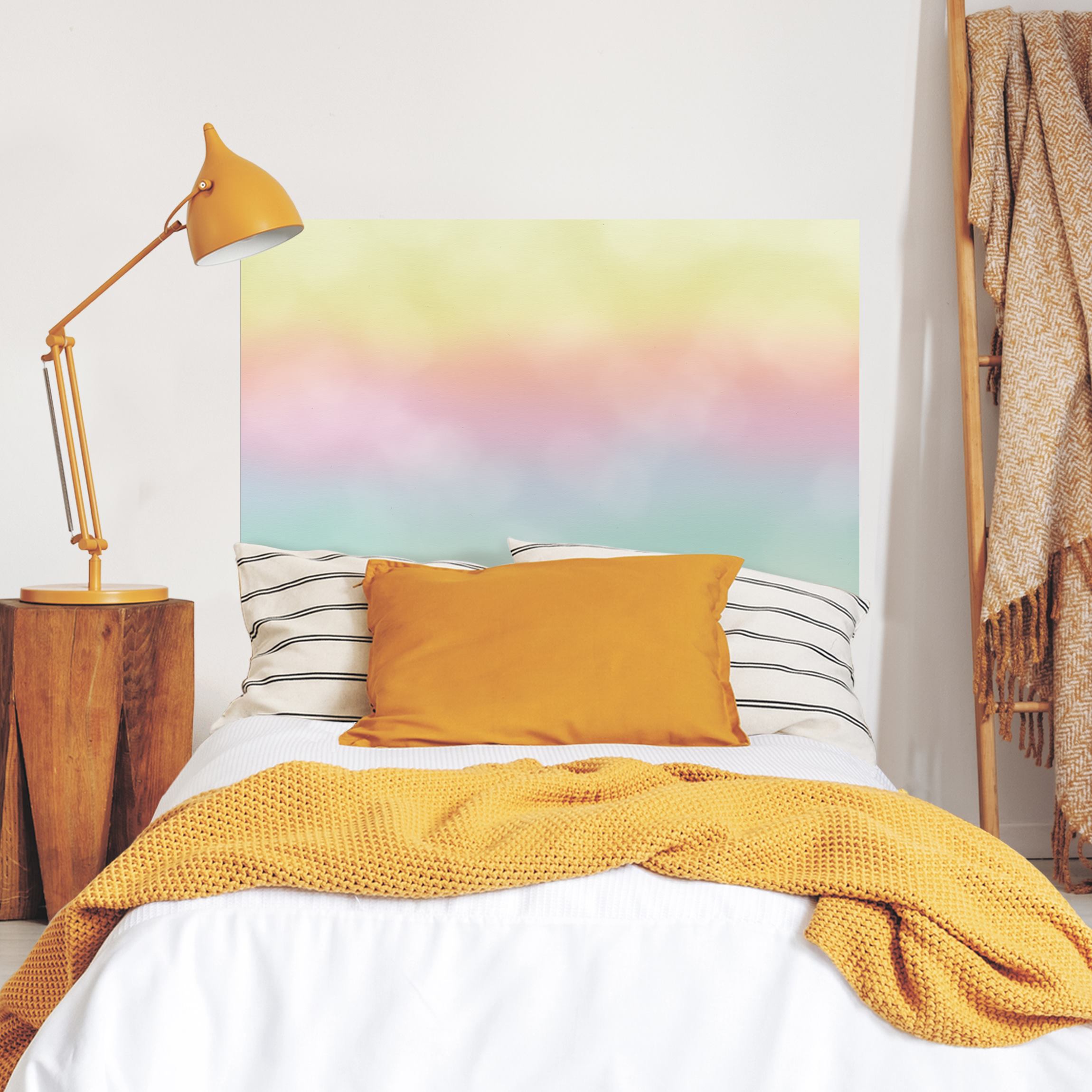 Kopfteil Bett Regenbogen Wasserfarben