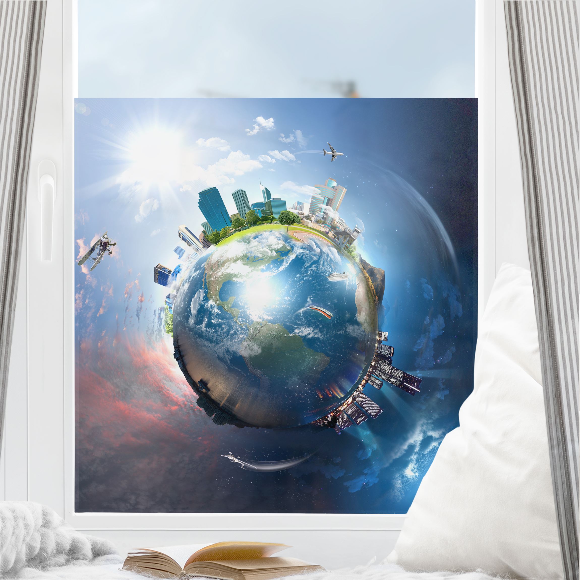 Fensterfolie Reise um die Welt