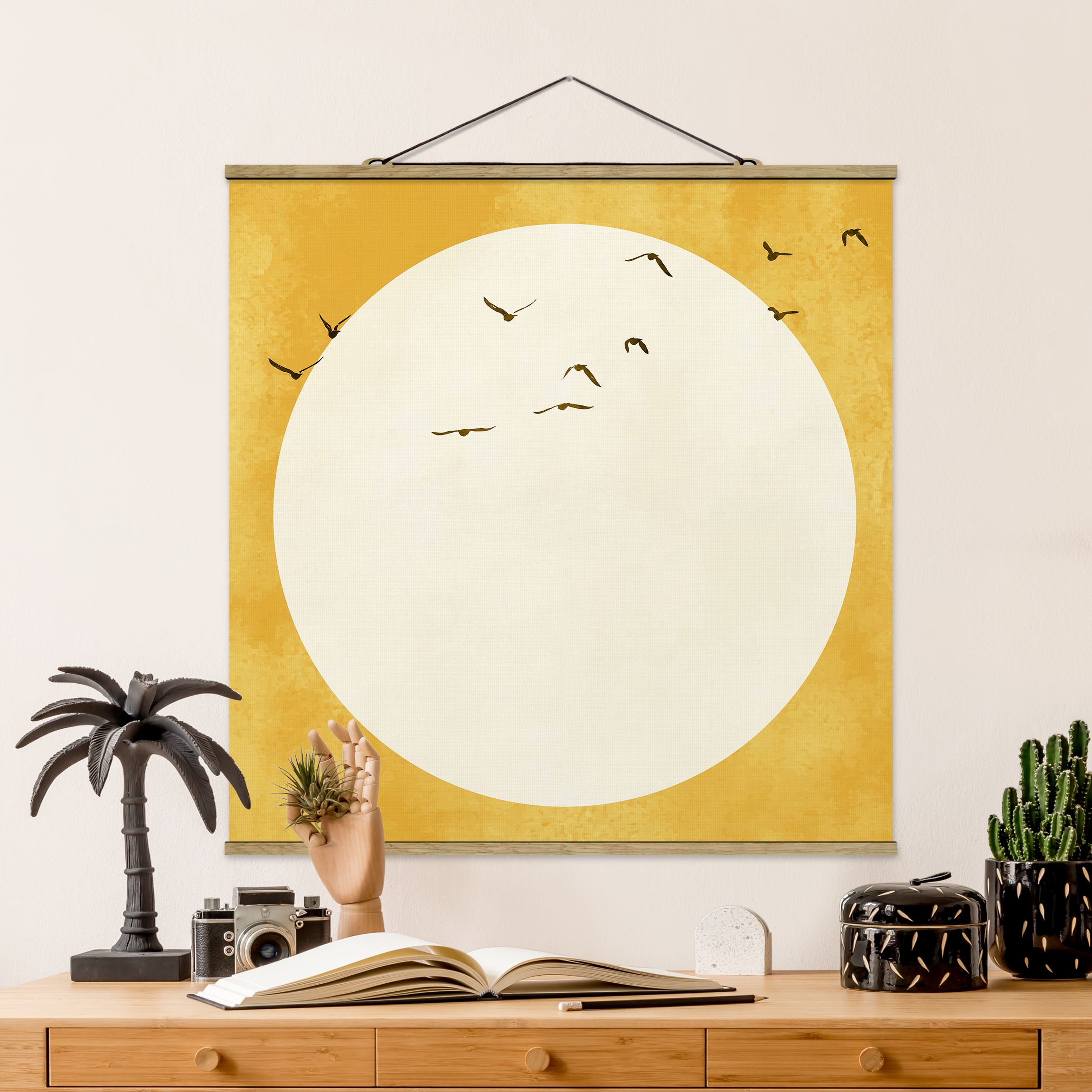 Stoffbild mit Posterleisten Reise zur ewigen Sonne