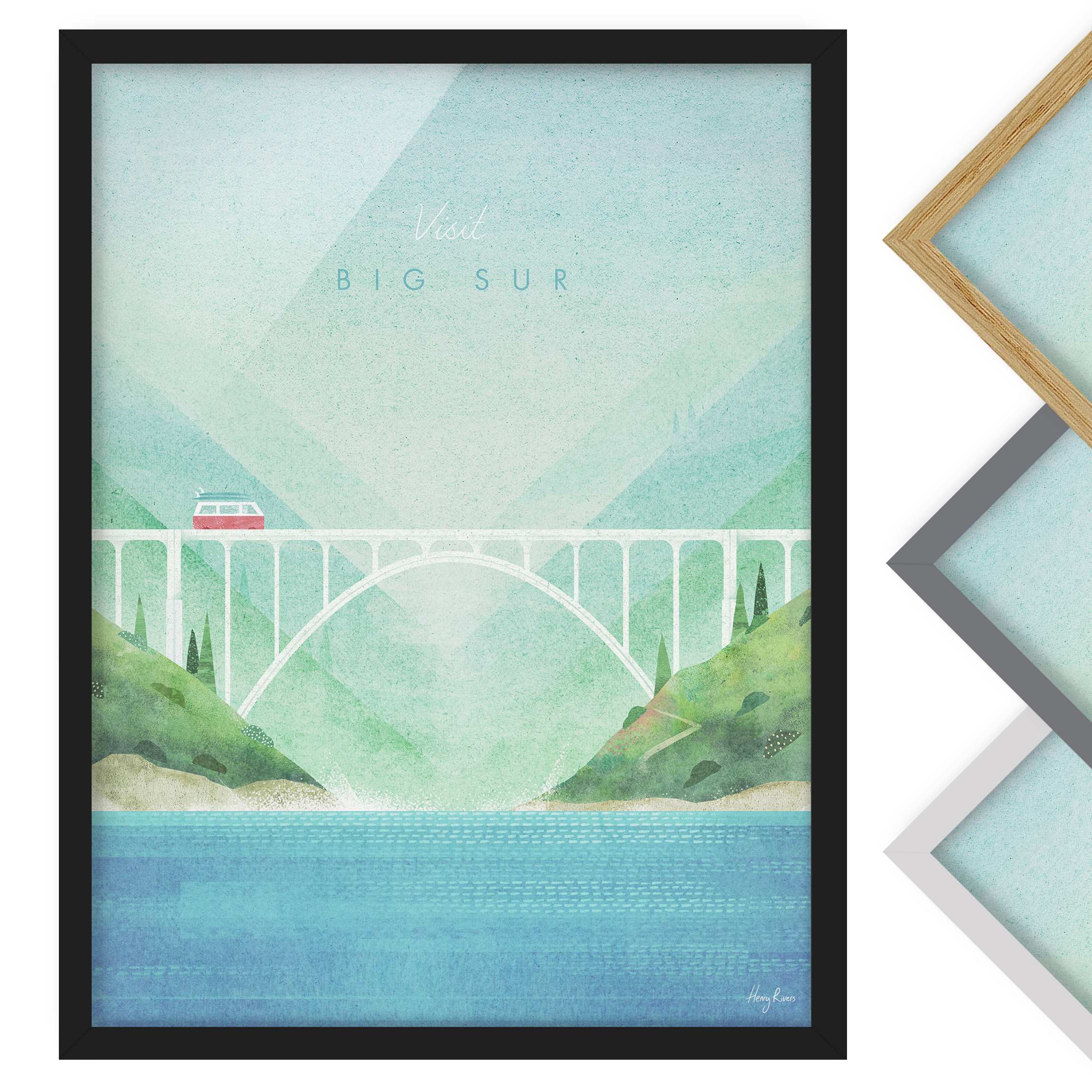 Bild mit Rahmen Reiseposter - Big Sur