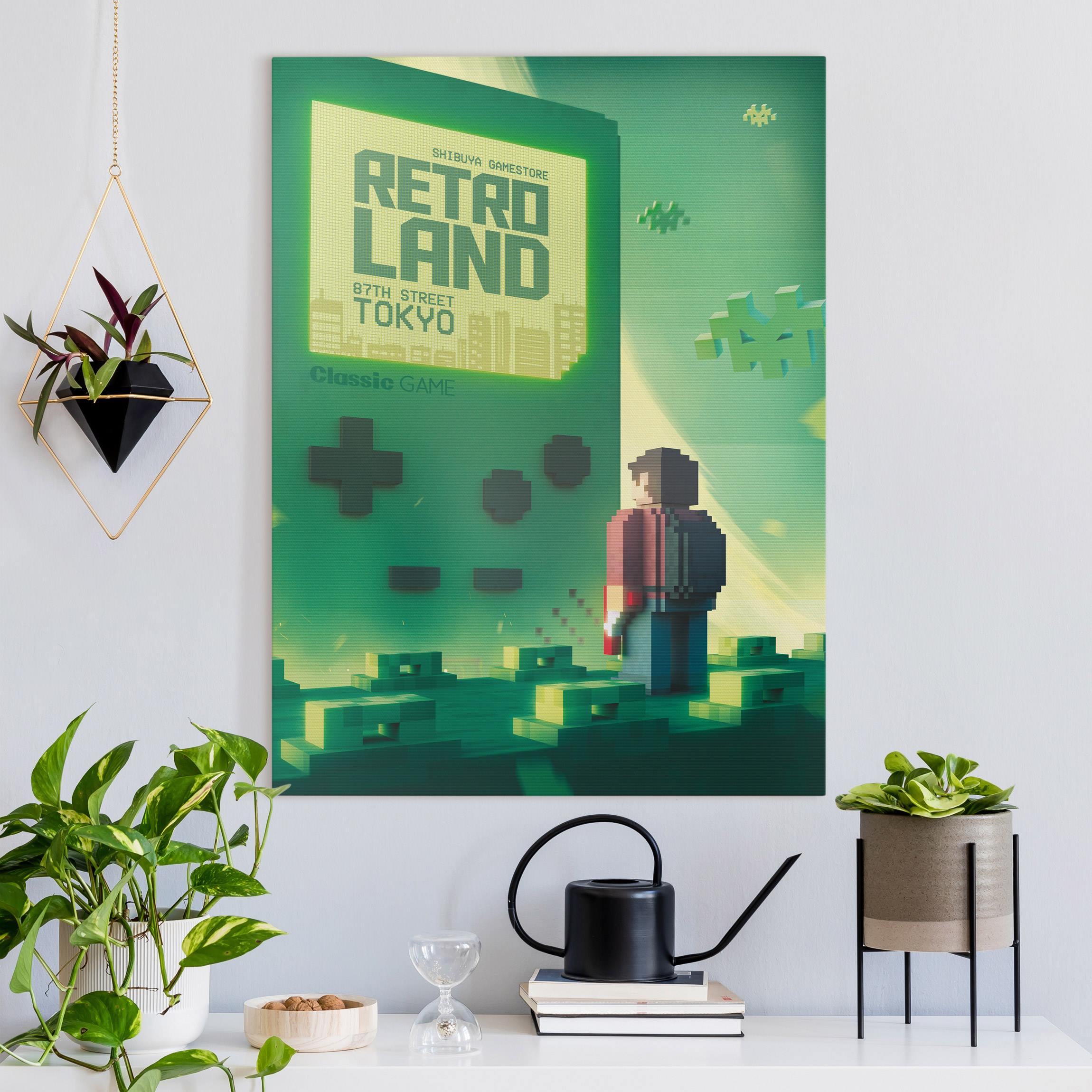 Leinwandbild Retro Classic Game in Türkis