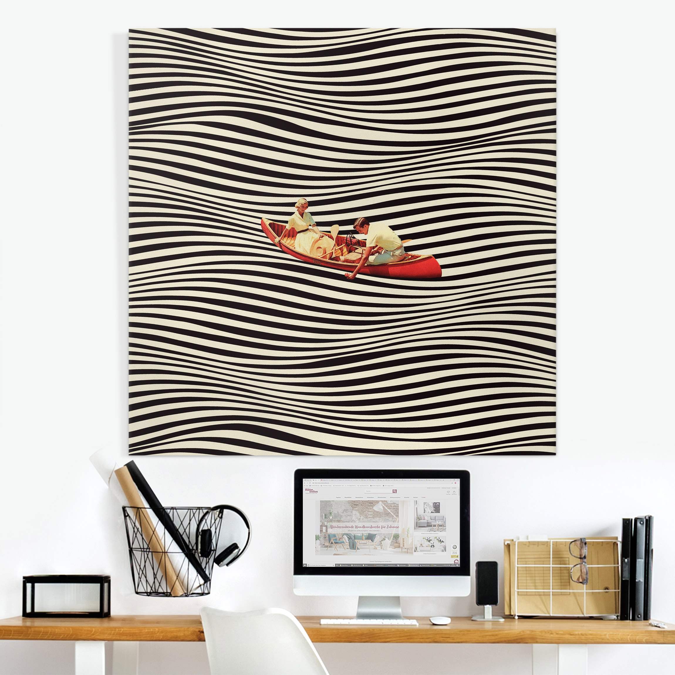 Leinwandbild Retro Collage - Bootsausflug