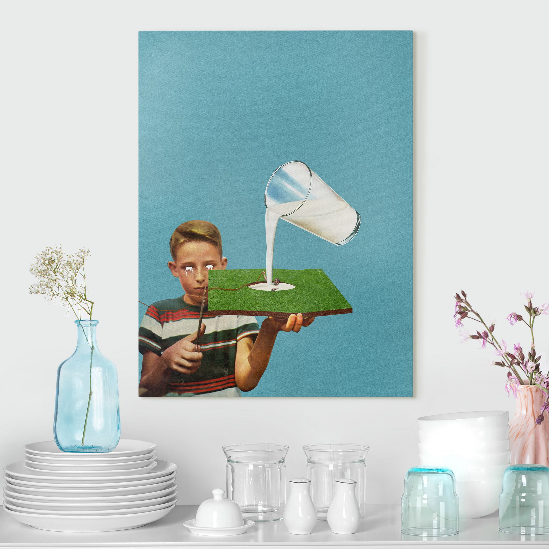 Leinwandbild Retro Collage - Die Milch