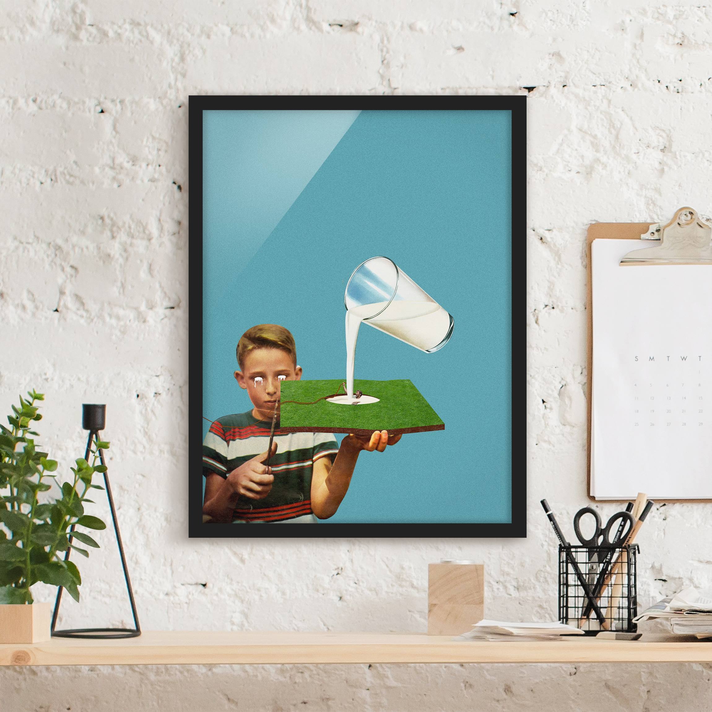 Bild mit Rahmen Retro Collage - Die Milch