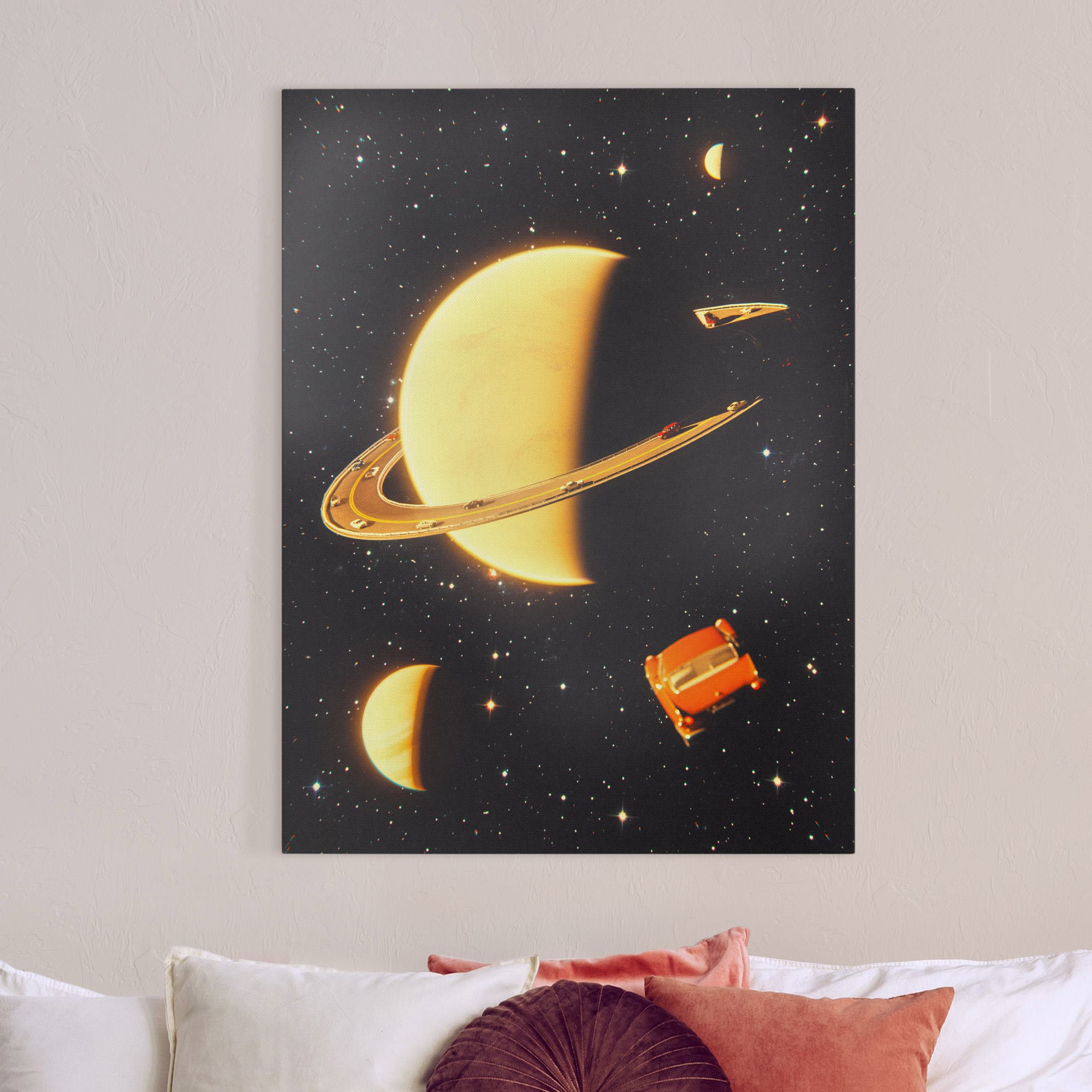 Leinwandbild Retro Collage - Die Ringe des Saturn