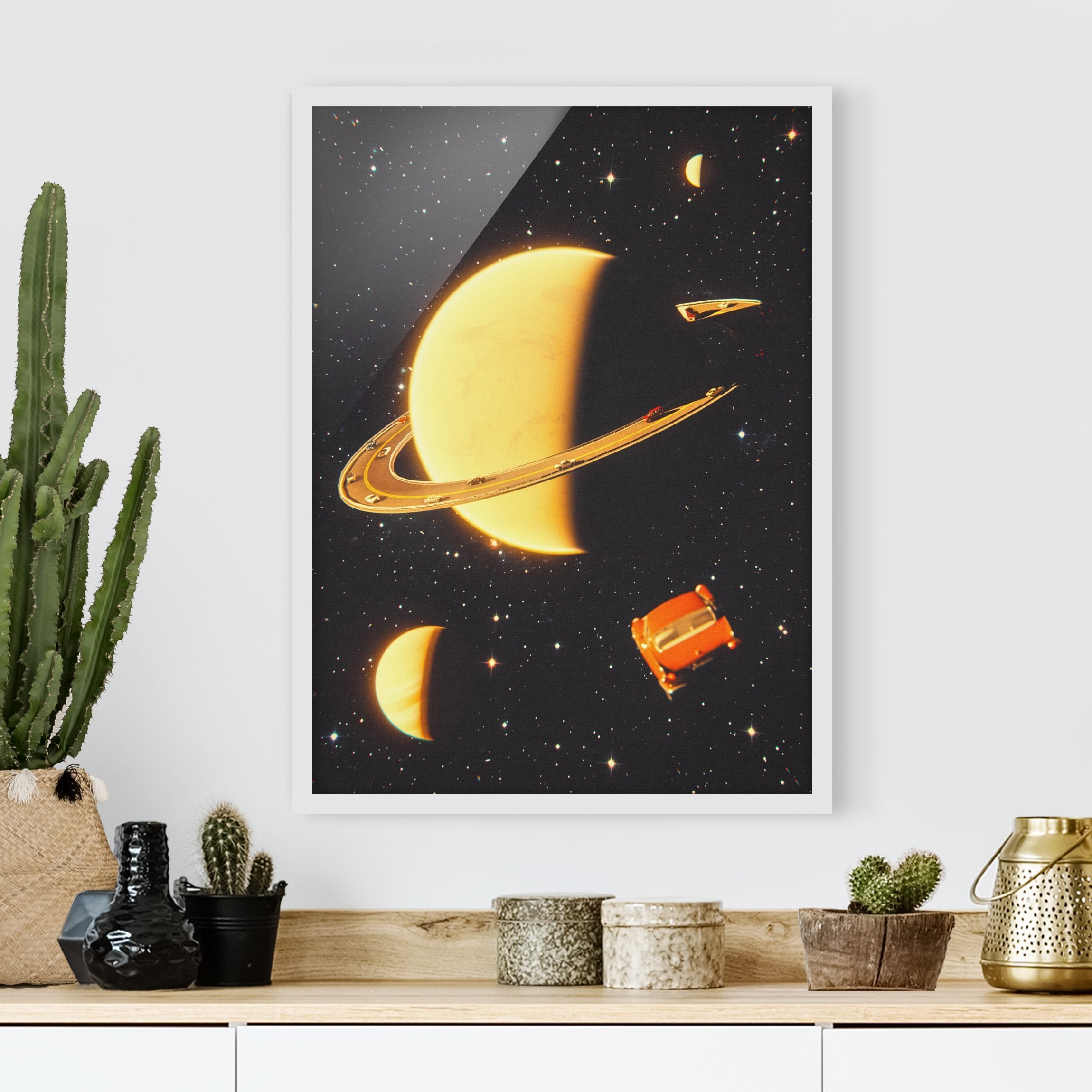 Bild mit Rahmen Retro Collage - Die Ringe des Saturn