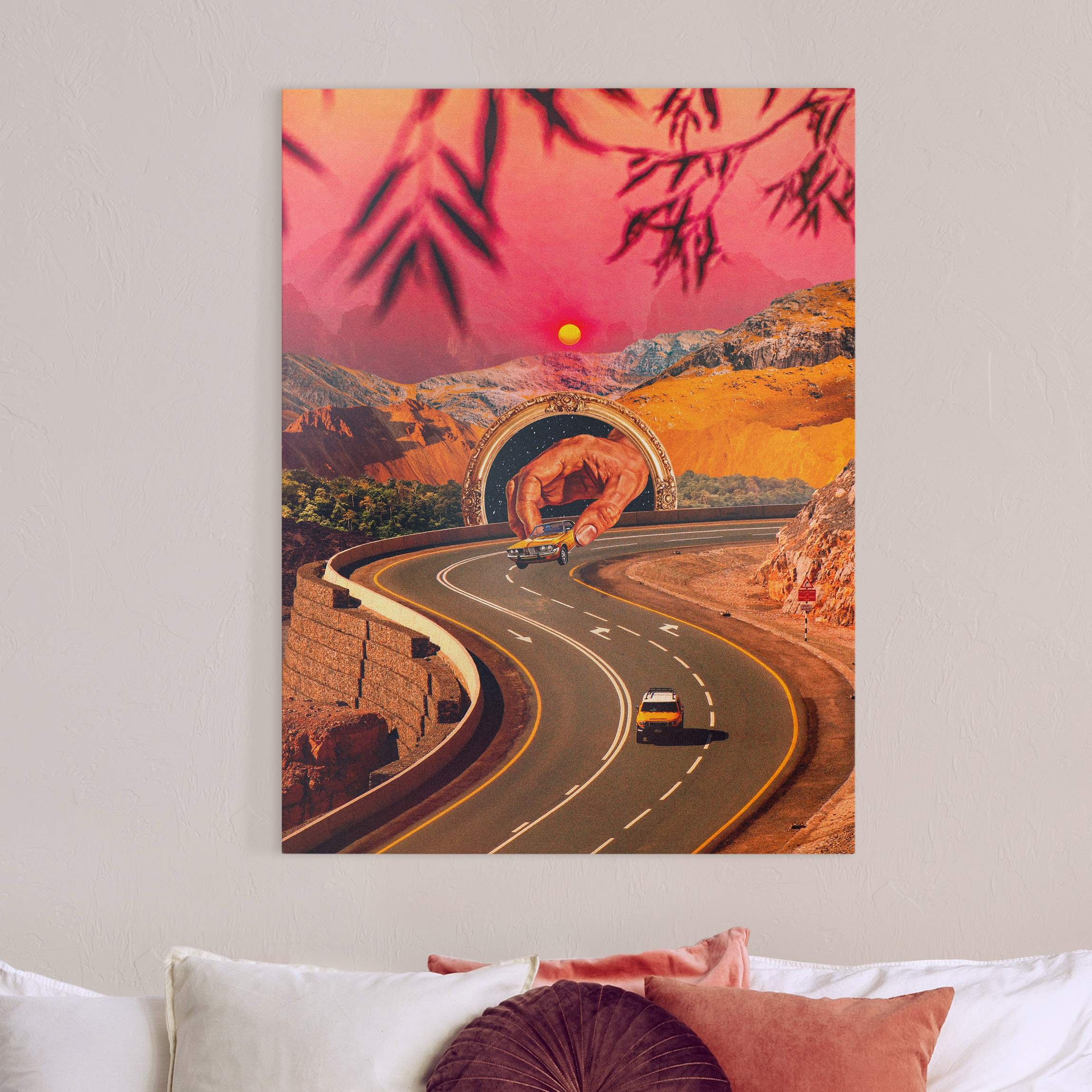 Leinwandbild Retro Collage - Die Wettfahrt