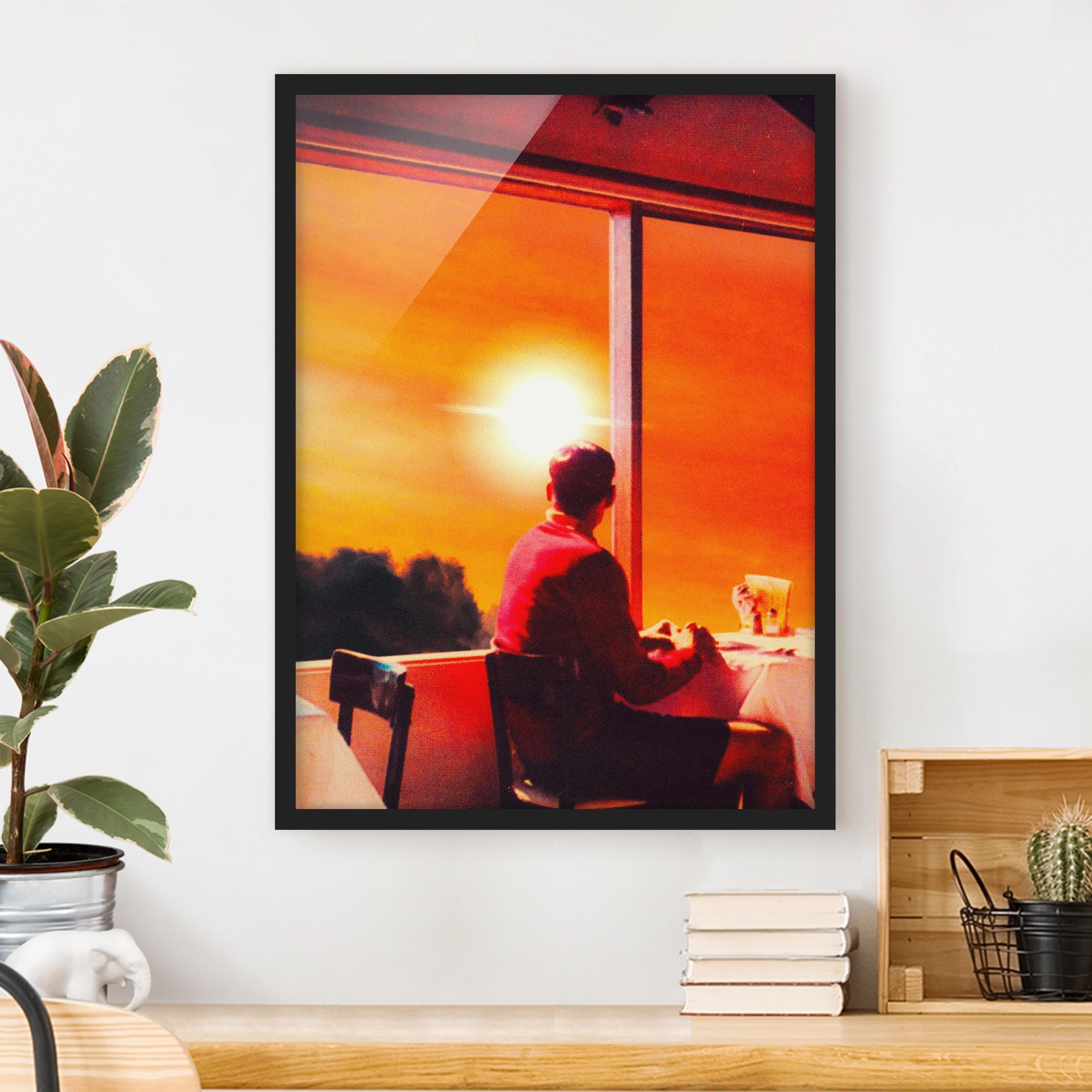 Bild mit Rahmen Retro Collage - Frühstück mit Aussicht