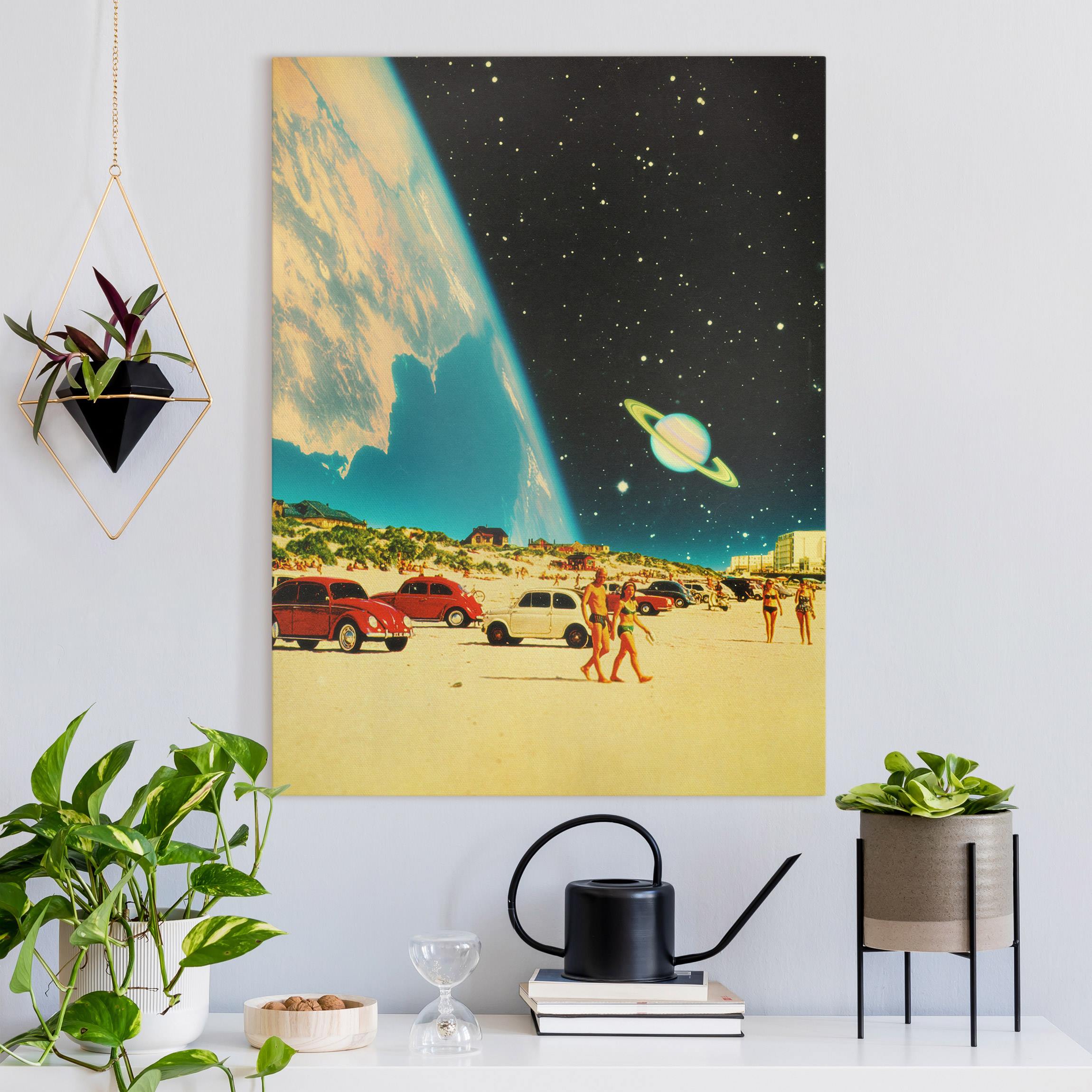 Leinwandbild Retro Collage - Galaktischer Strand