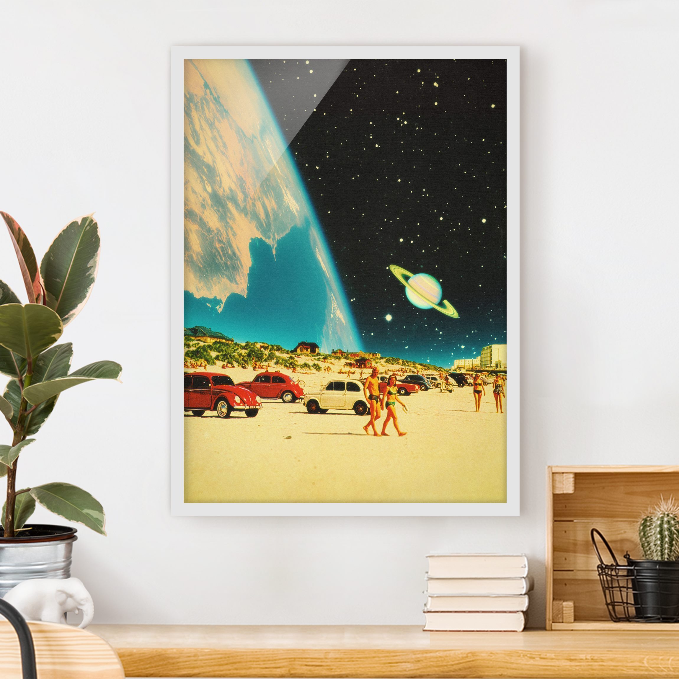 Bild mit Rahmen Retro Collage - Galaktischer Strand