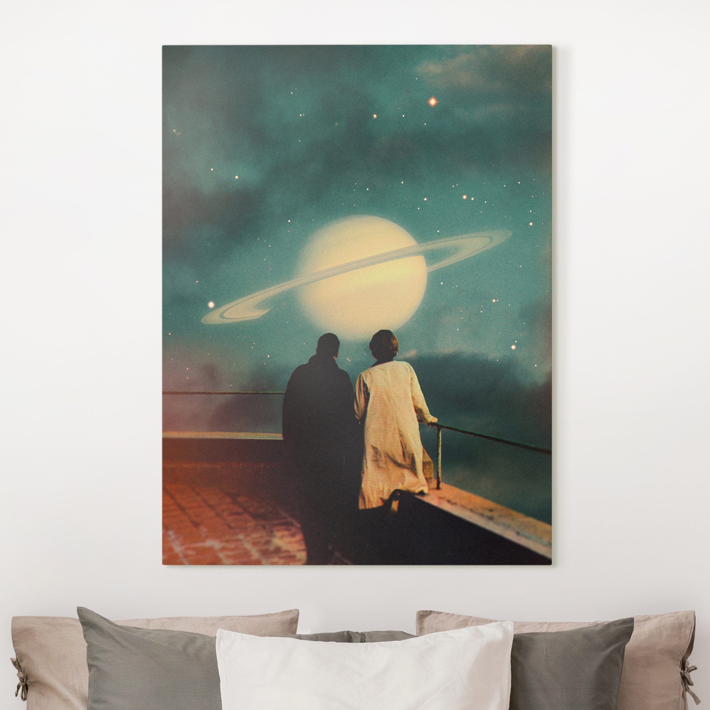 Leinwandbild Retro Collage - Gemeinsam durch den Sturm