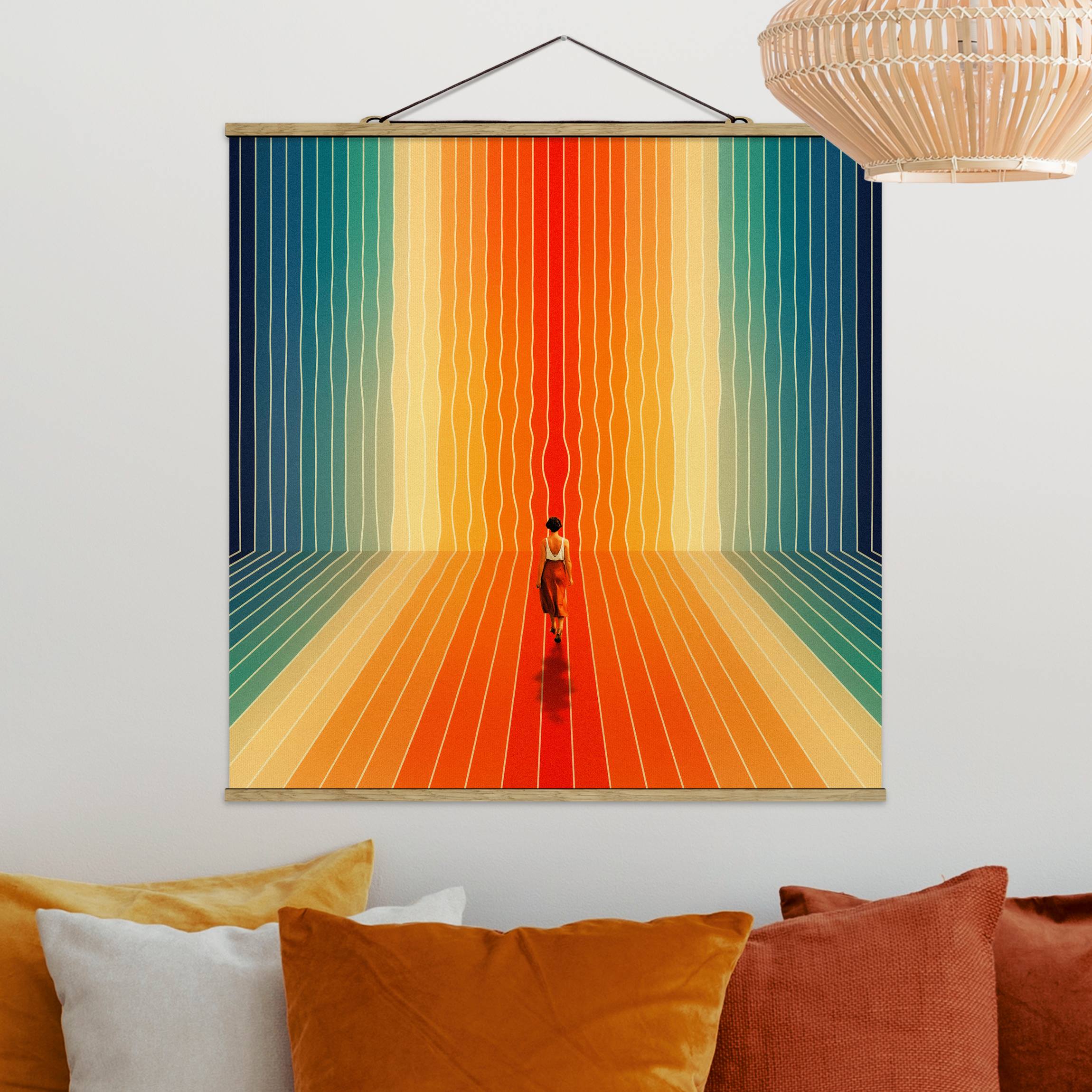 Stoffbild mit Posterleisten Retro Collage - Ich komme