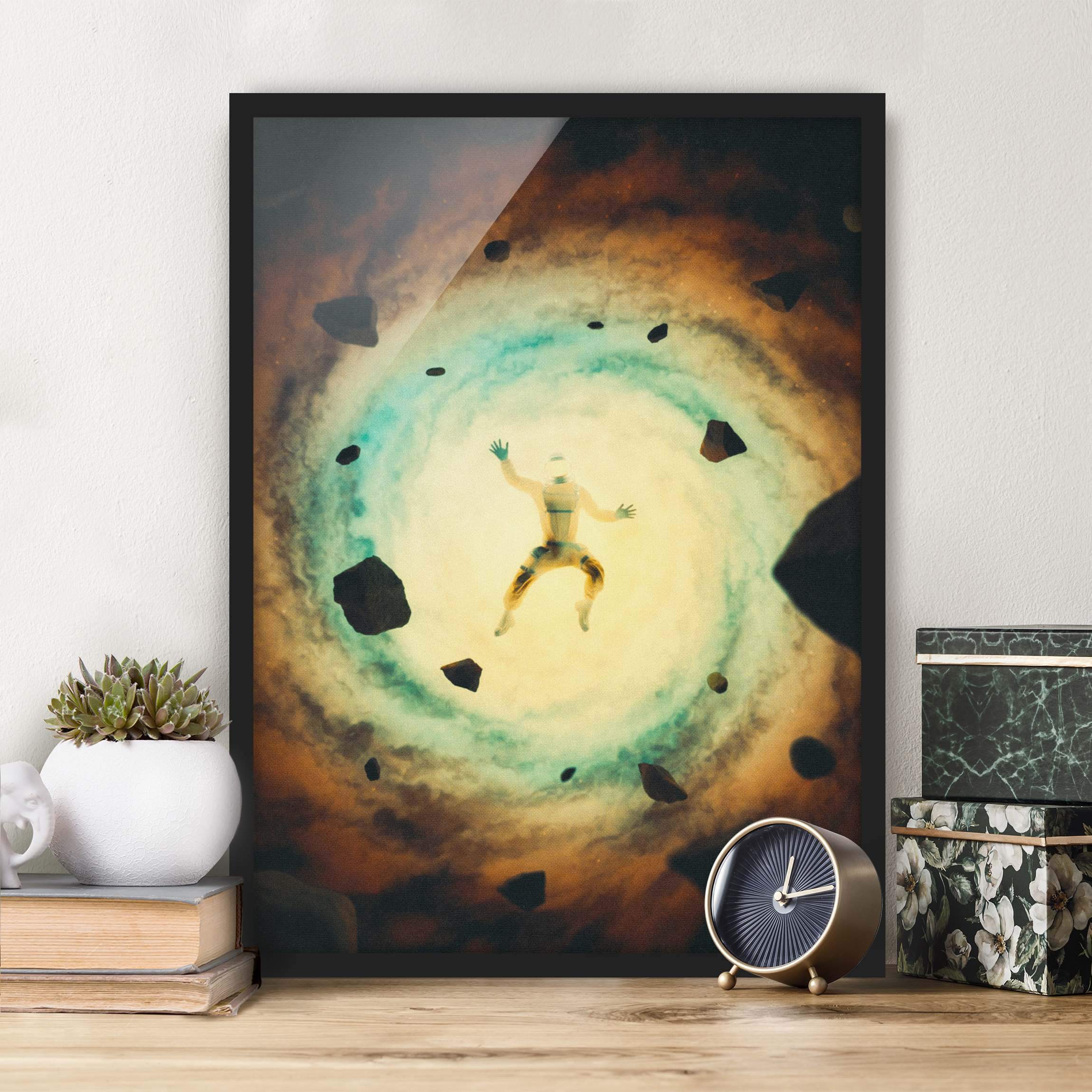 Bild mit Rahmen Retro Collage - Im Weltall