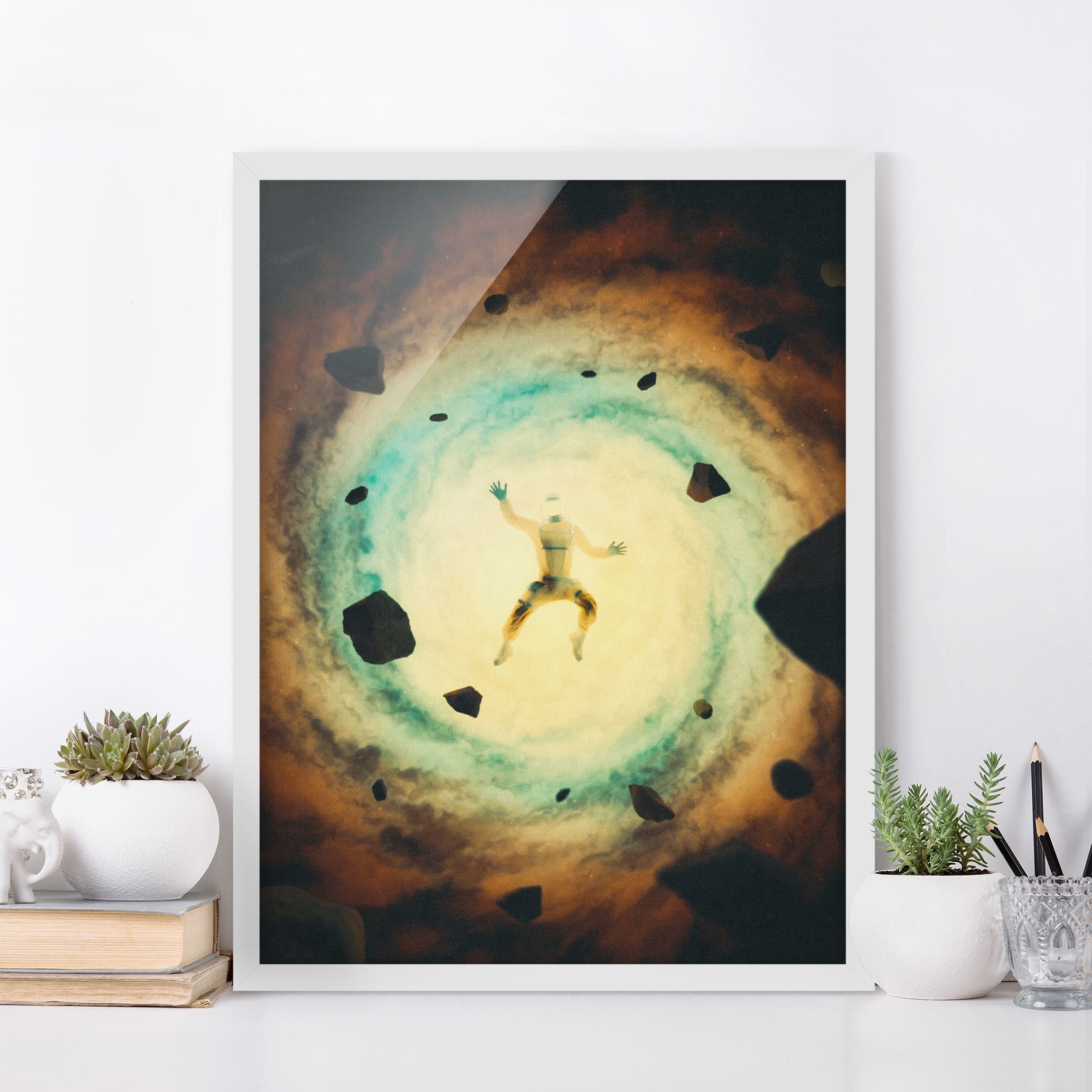 Bild mit Rahmen Retro Collage - Im Weltall