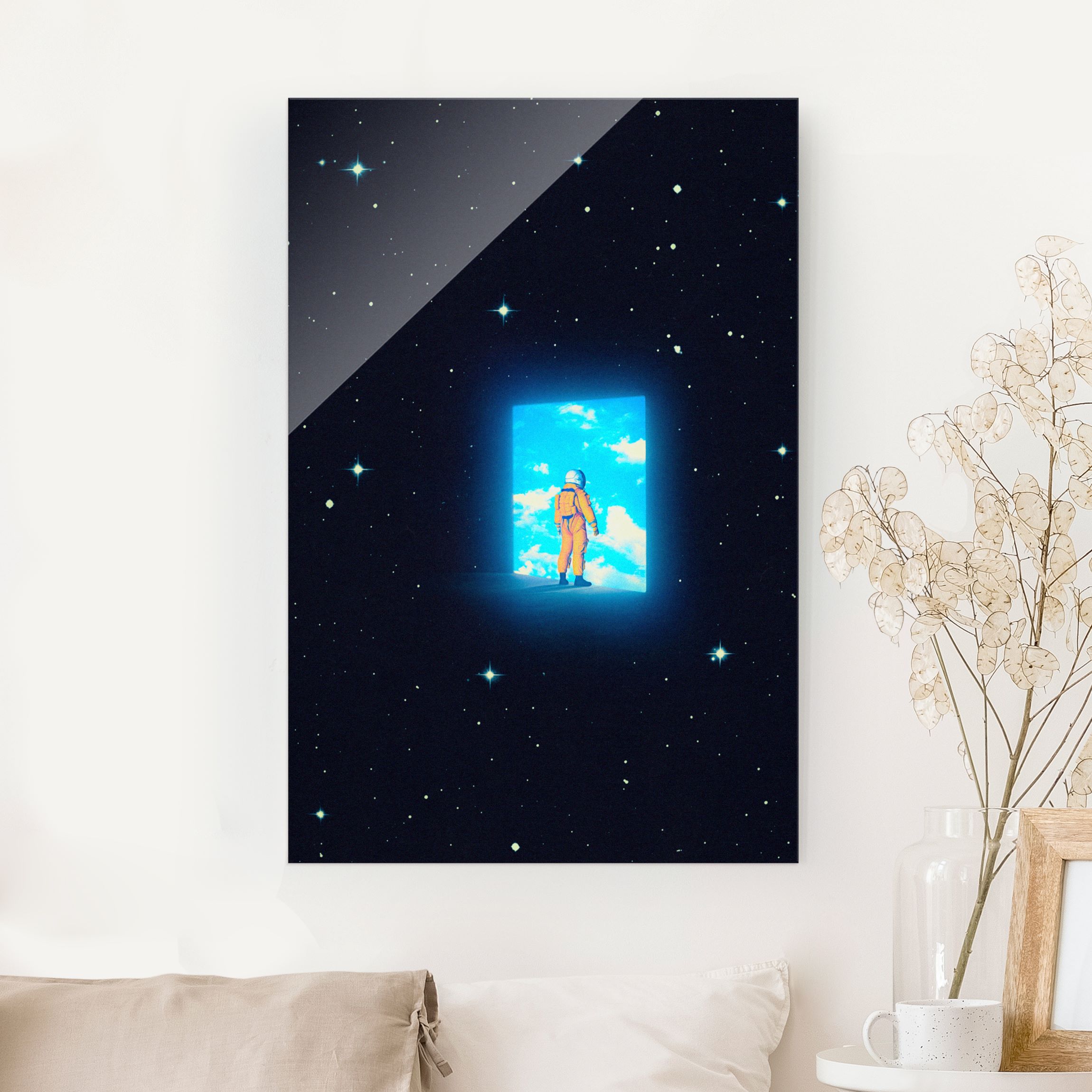 Glasbild Retro Collage - Nach Hause kommen