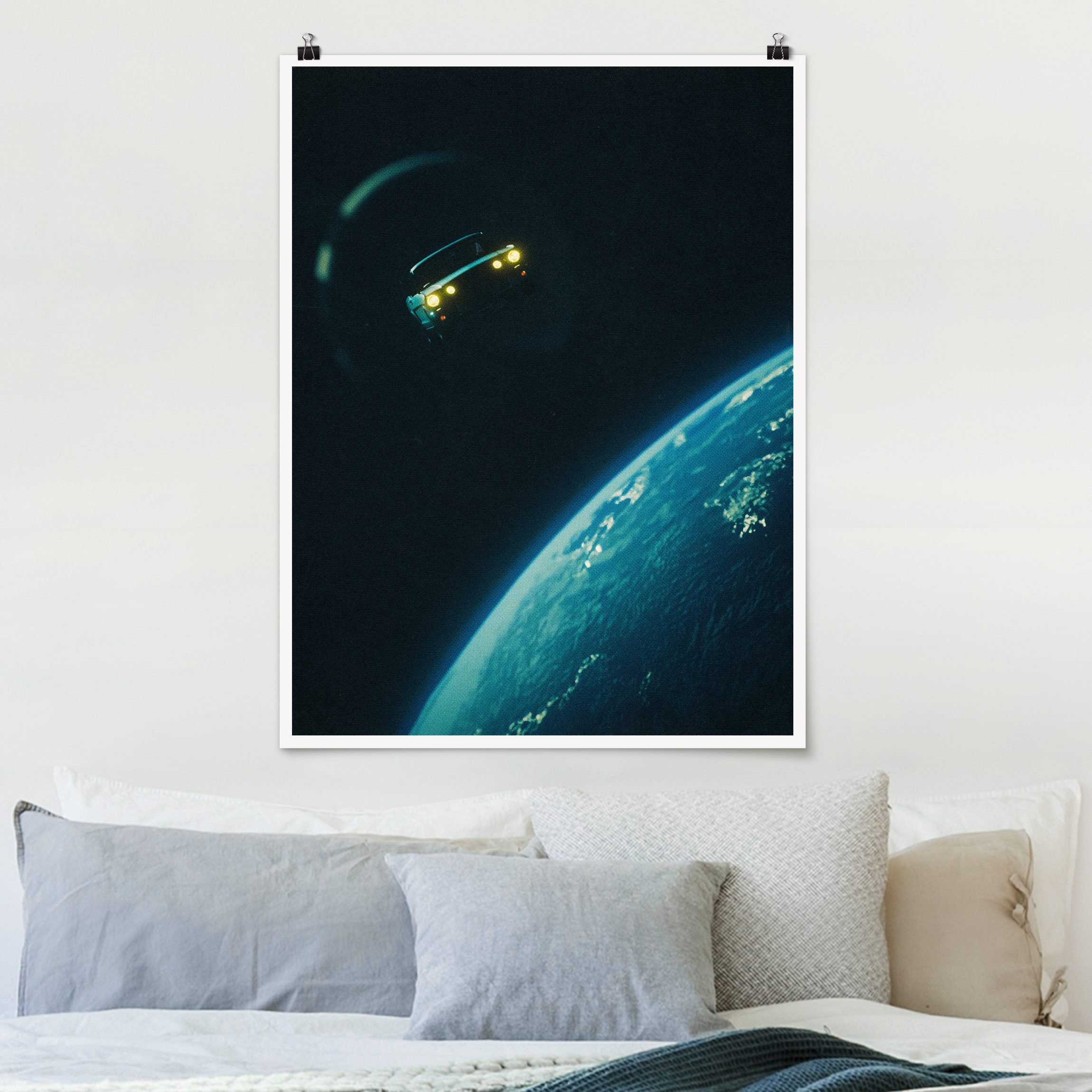 Poster Retro Collage - Roadtrip im All