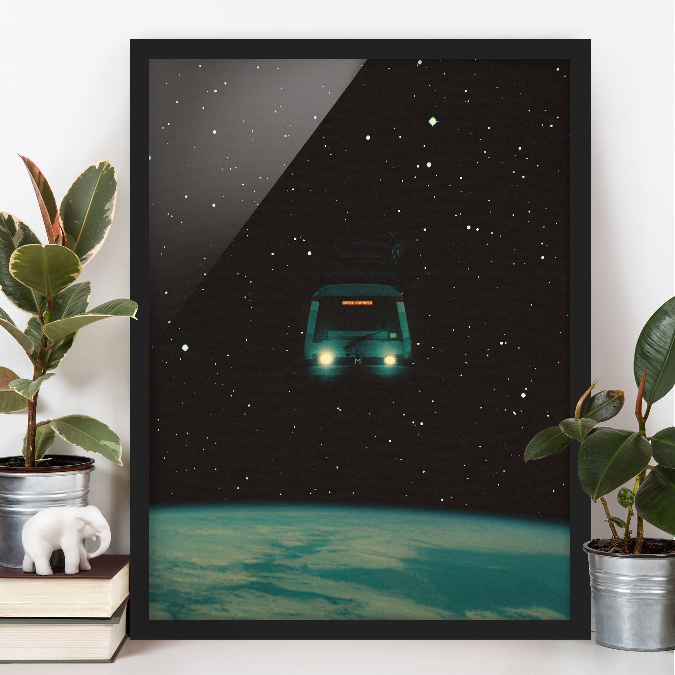 Bild mit Rahmen Retro Collage - Space Express