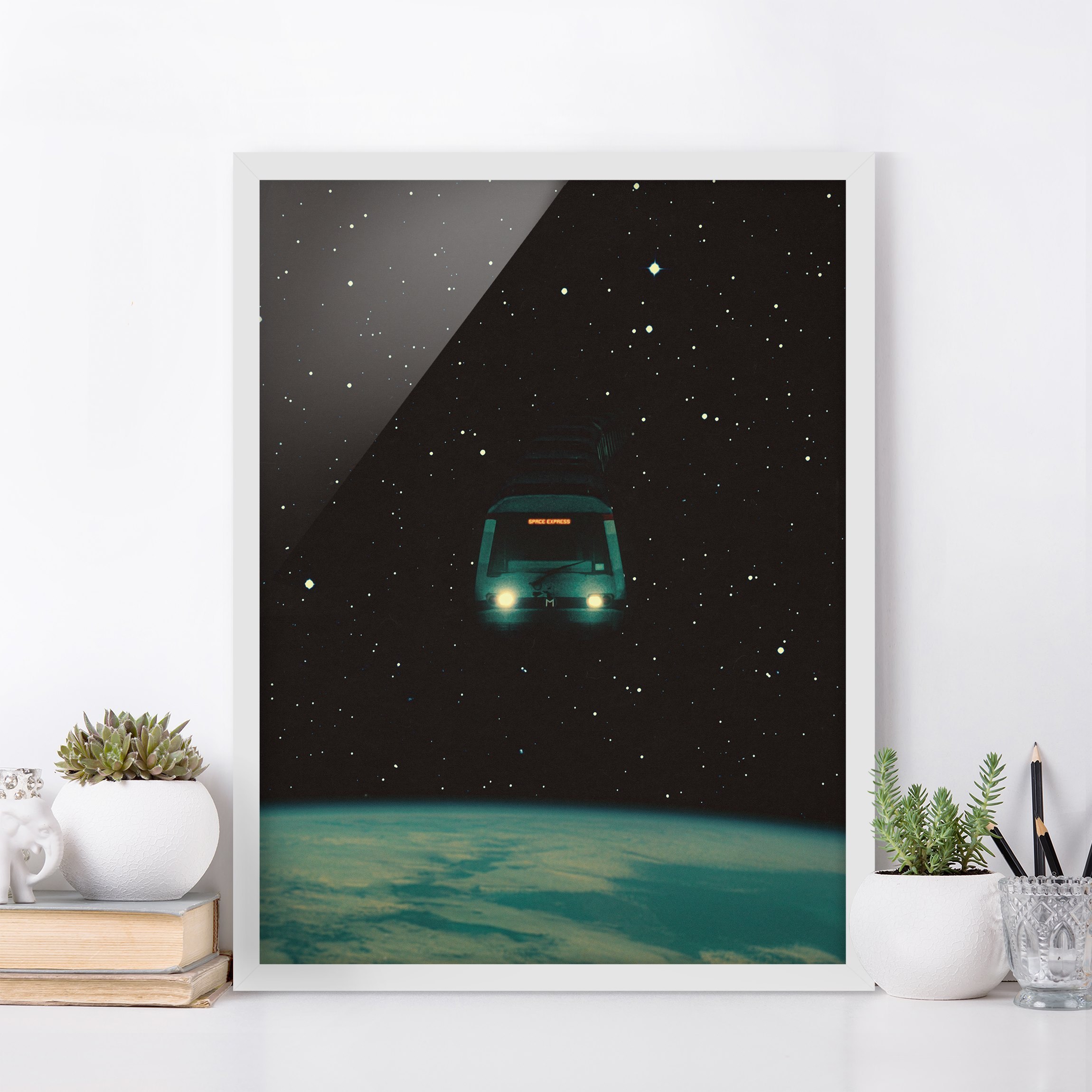 Bild mit Rahmen Retro Collage - Space Express