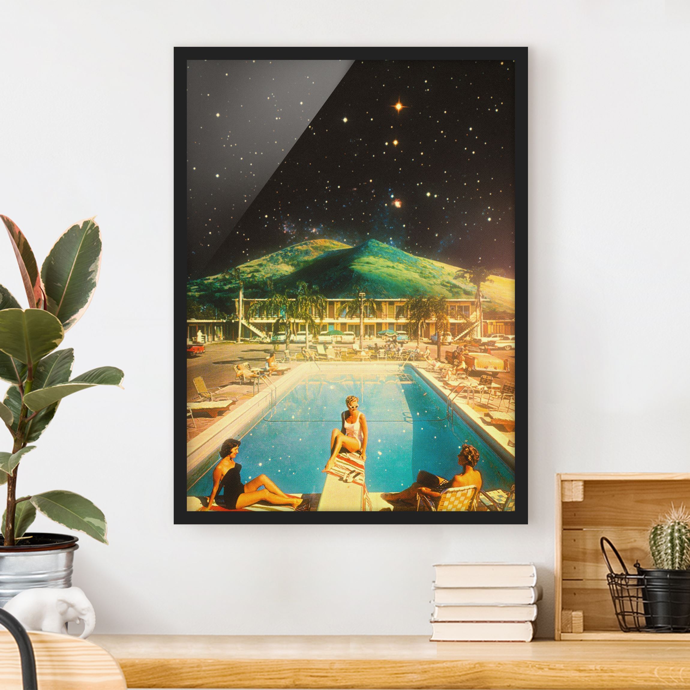 Bild mit Rahmen Retro Collage - Weltraum Pool