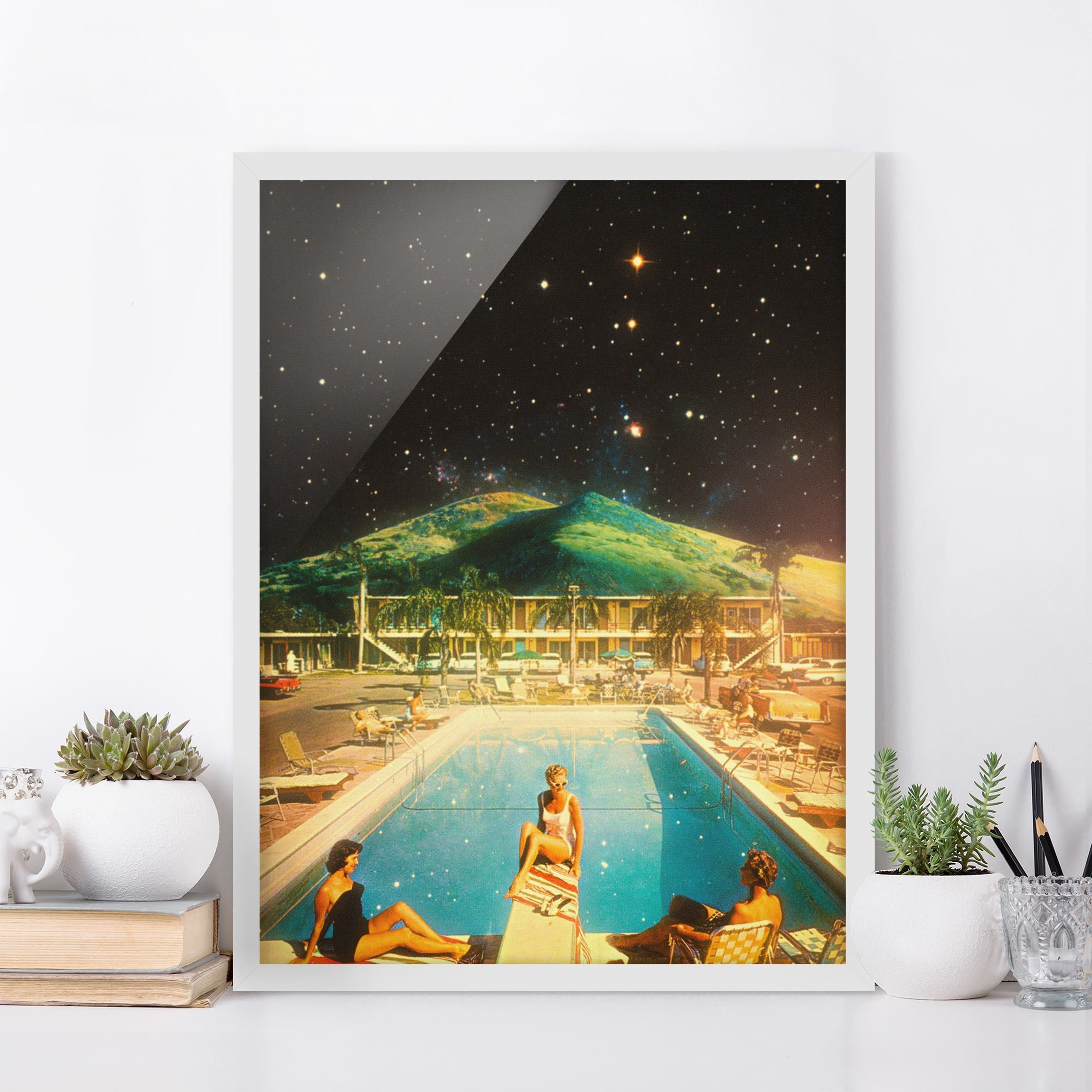 Bild mit Rahmen Retro Collage - Weltraum Pool
