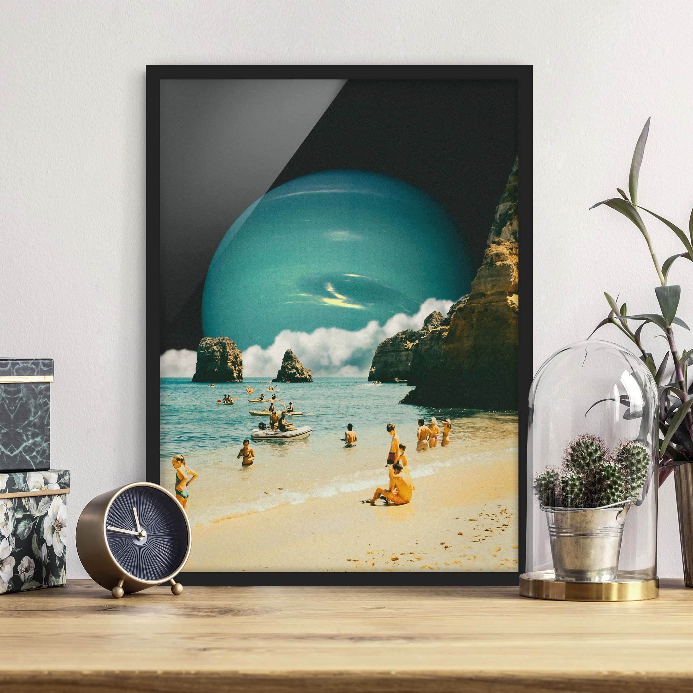 Bild mit Rahmen Retro Collage - Weltraum Strand